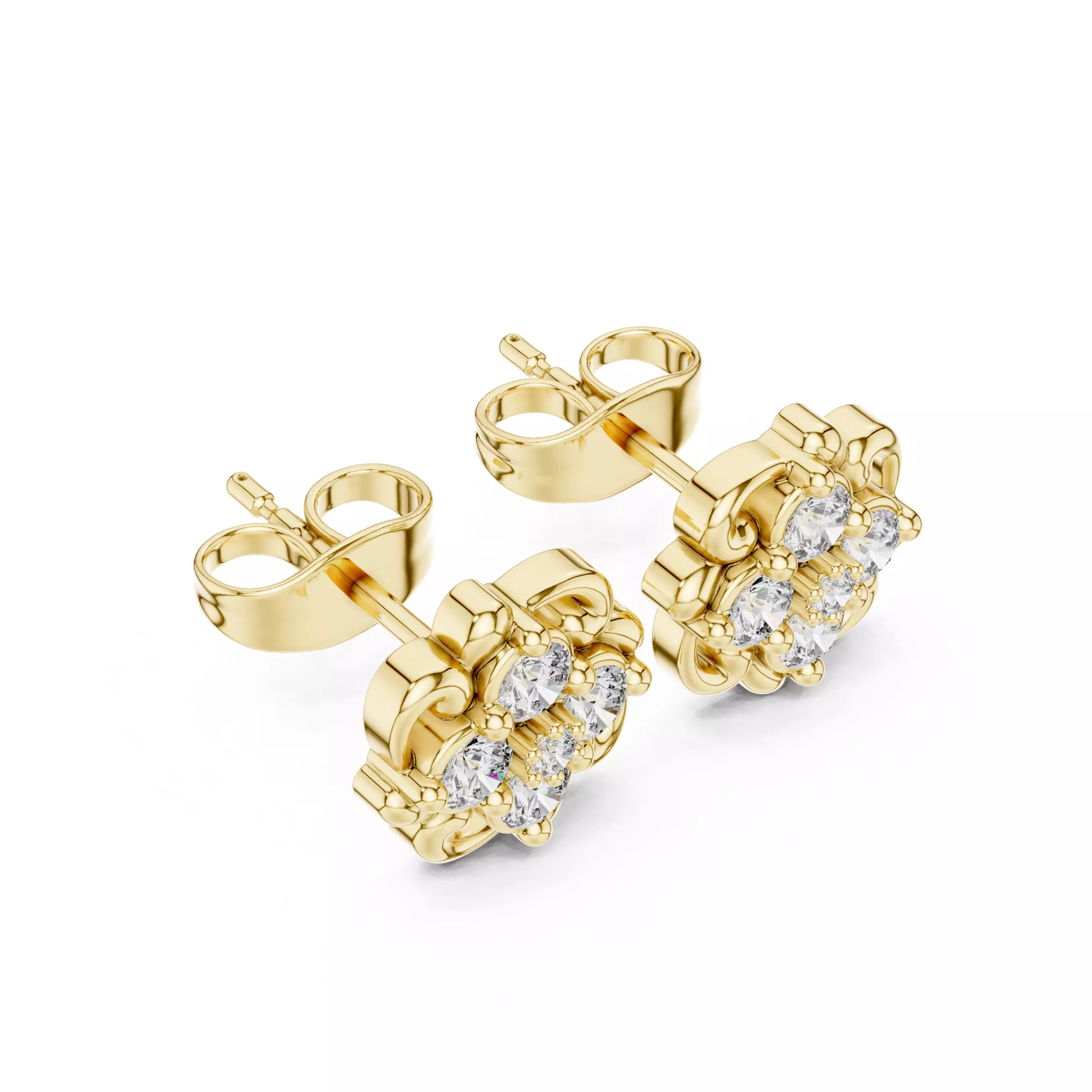 Diamond Studs Earrings 3dm stl renders animation videos details 3D print model_8