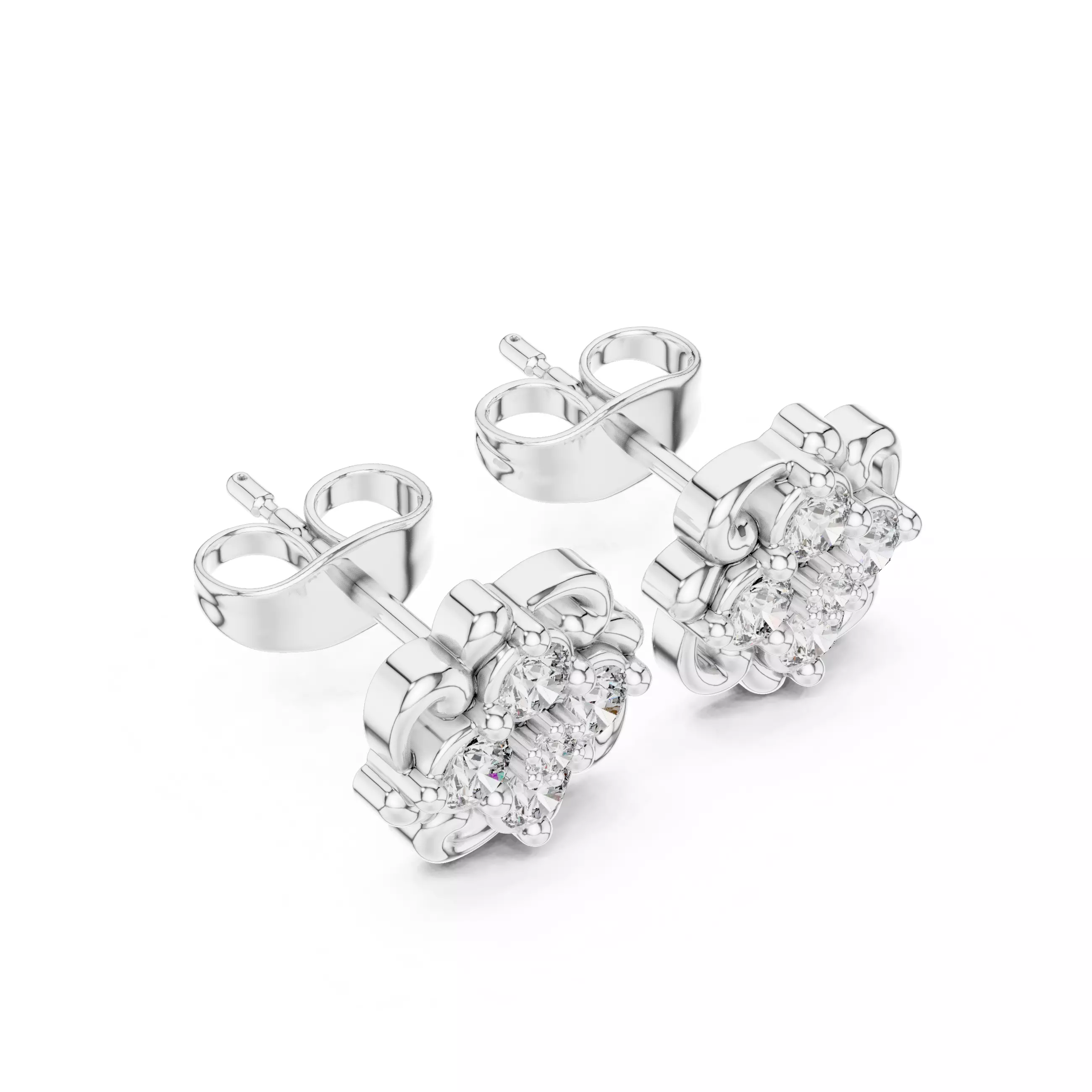 Diamond Studs Earrings 3dm stl renders animation videos details 3D print model_5