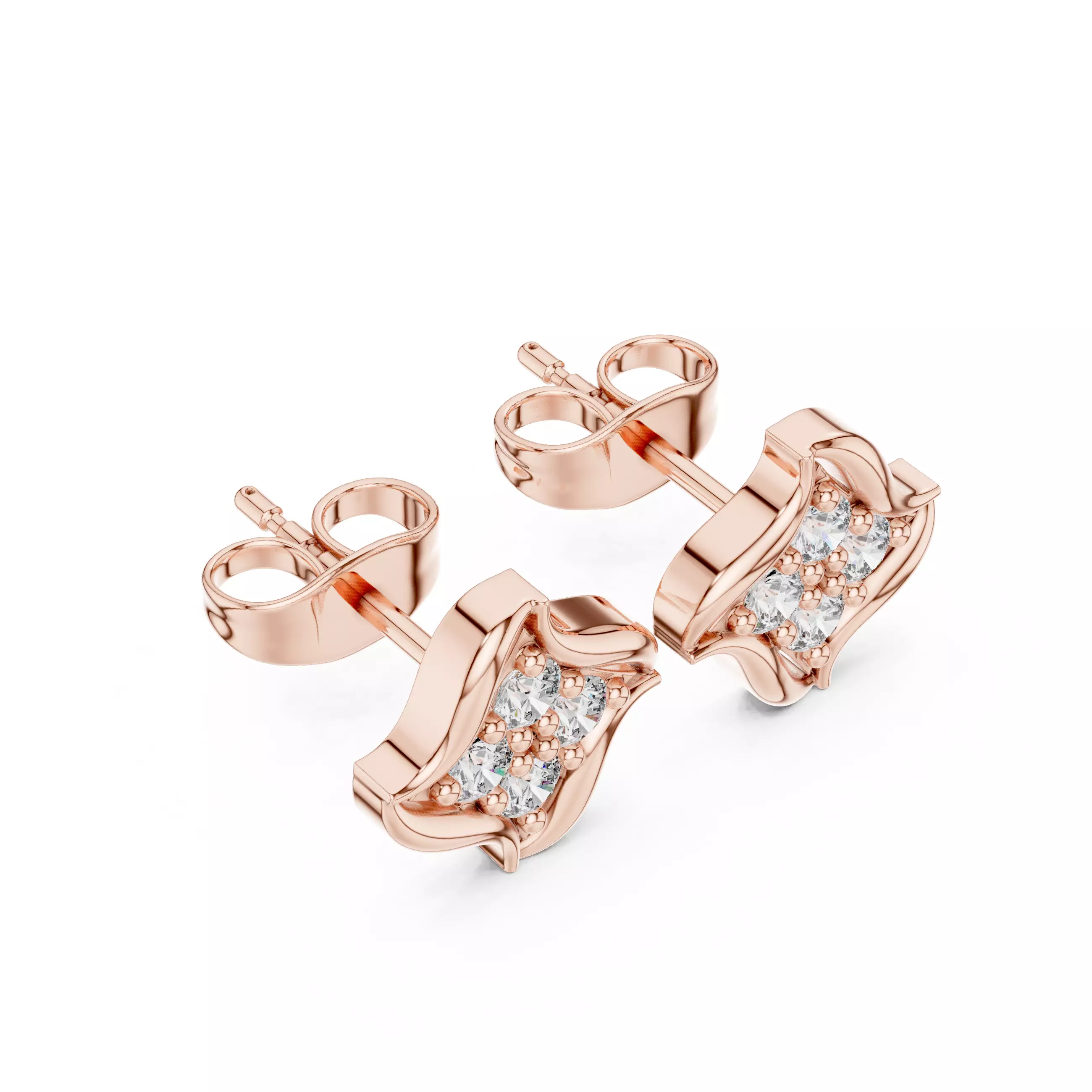 Diamond Studs Earrings 3dm stl renders animation videos details 3D print model_3