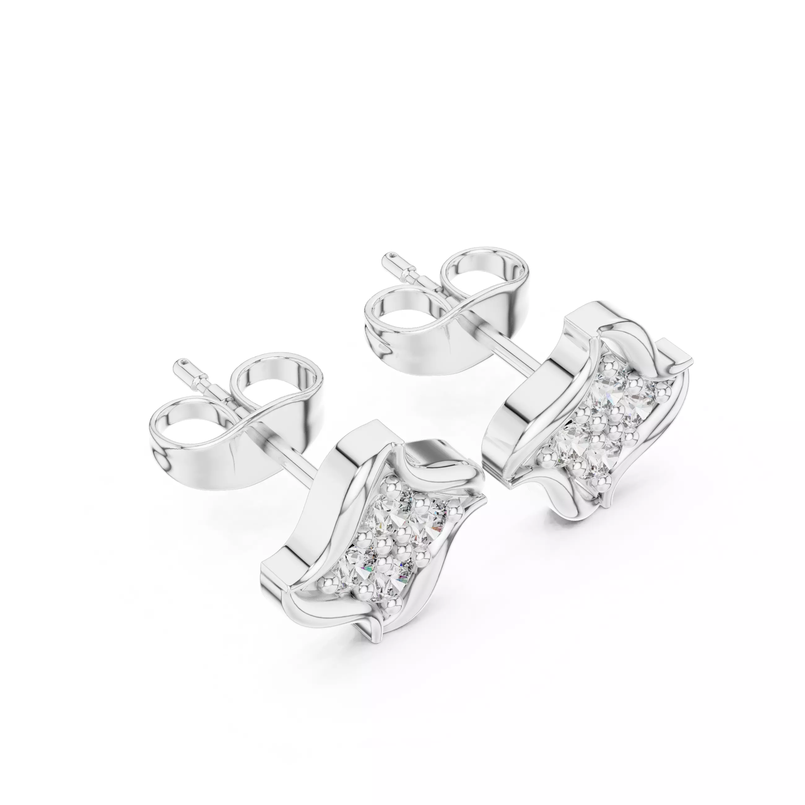 Diamond Studs Earrings 3dm stl renders animation videos details 3D print model_5