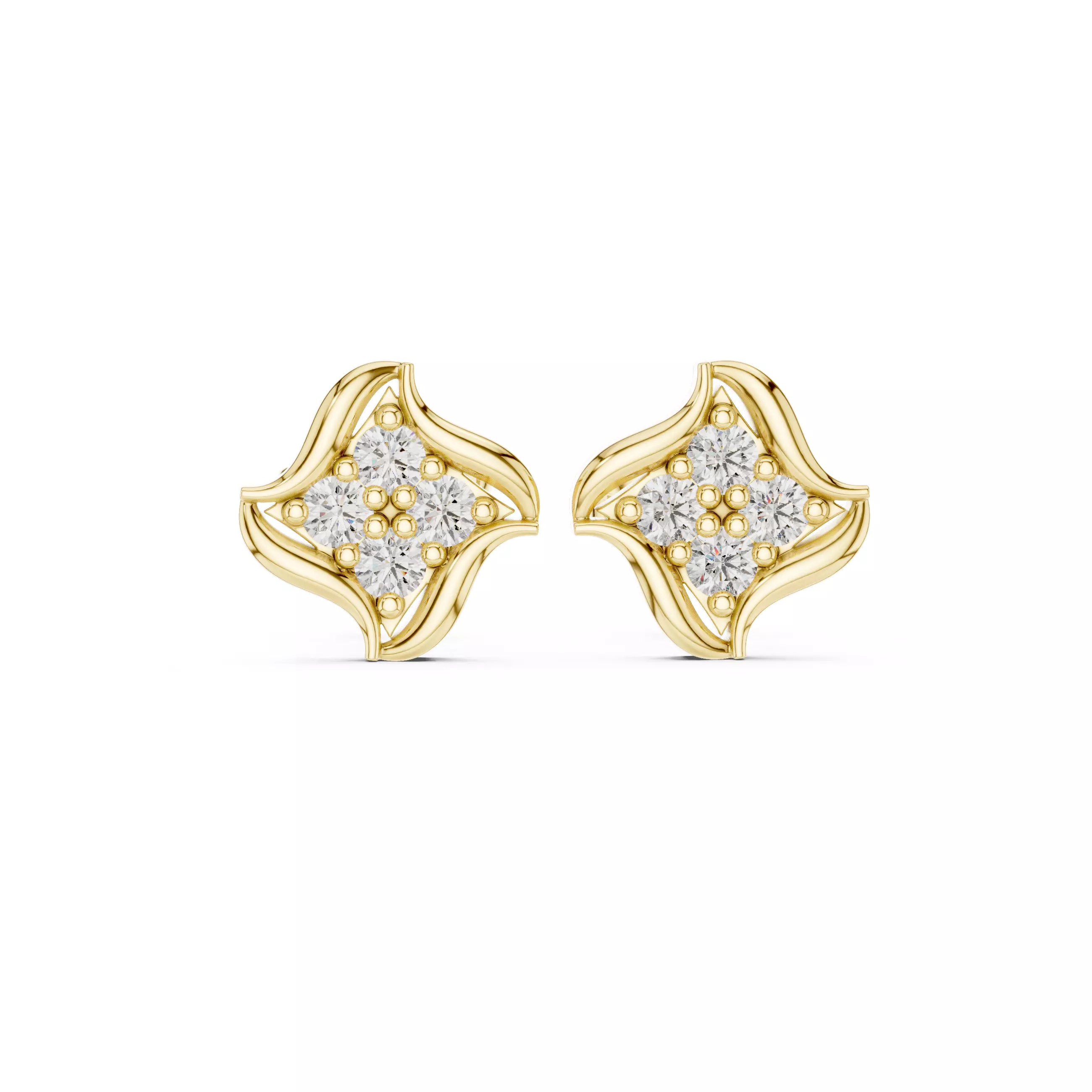 Diamond Studs Earrings 3dm stl renders animation videos details 3D print model_10
