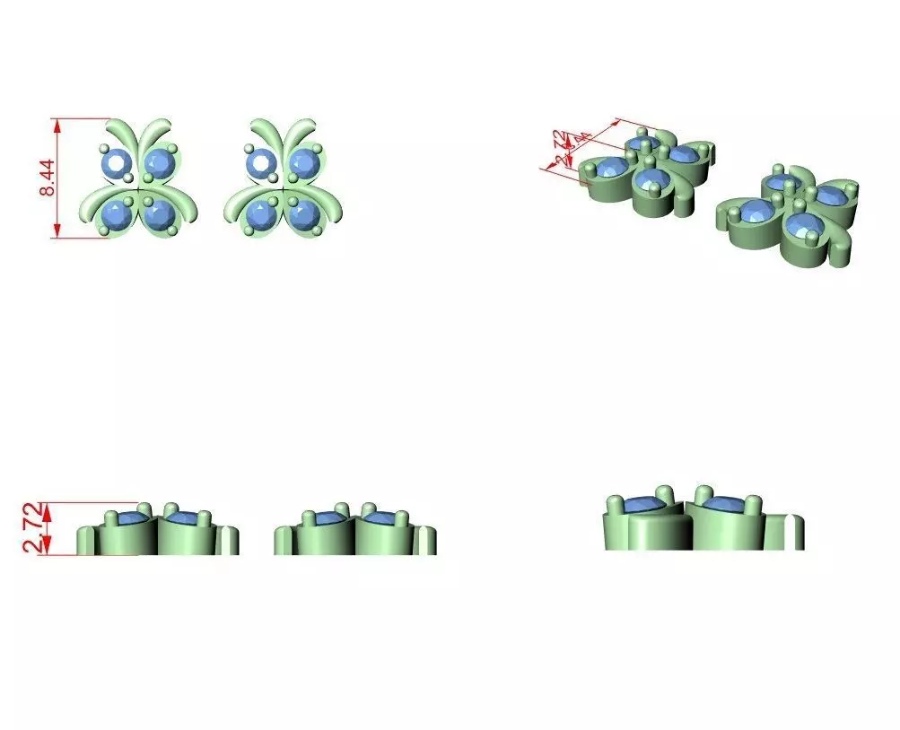 Diamond Studs Earrings 3dm stl renders animation videos details 3D print model_4