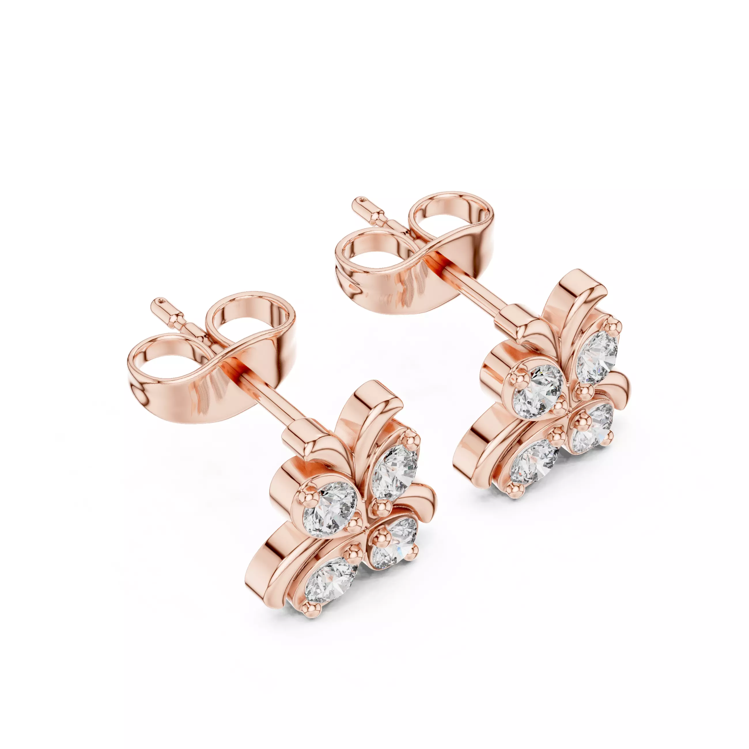 Diamond Studs Earrings 3dm stl renders animation videos details 3D print model_6