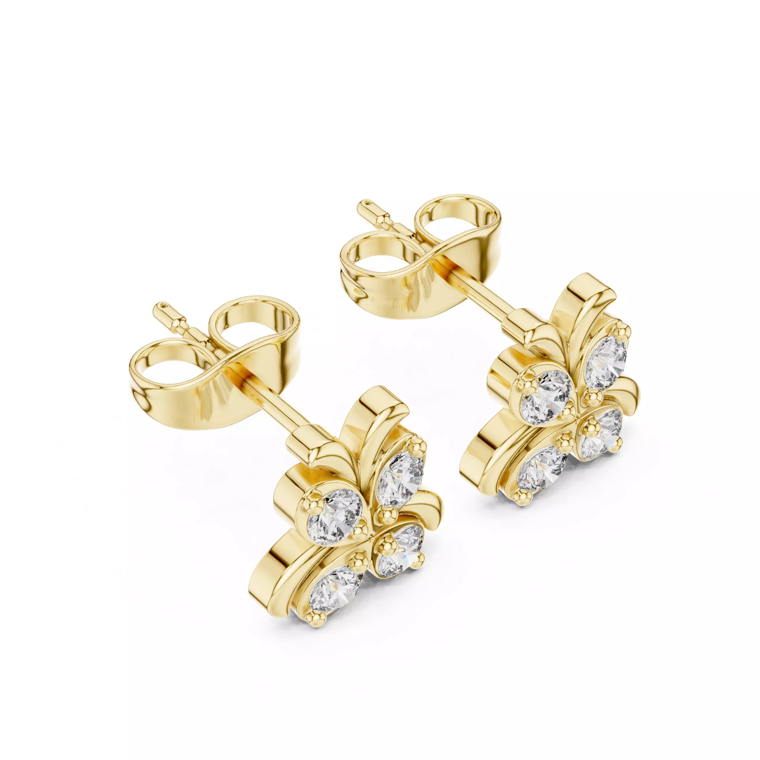 Diamond Studs Earrings 3dm stl renders animation videos details 3D print model_11