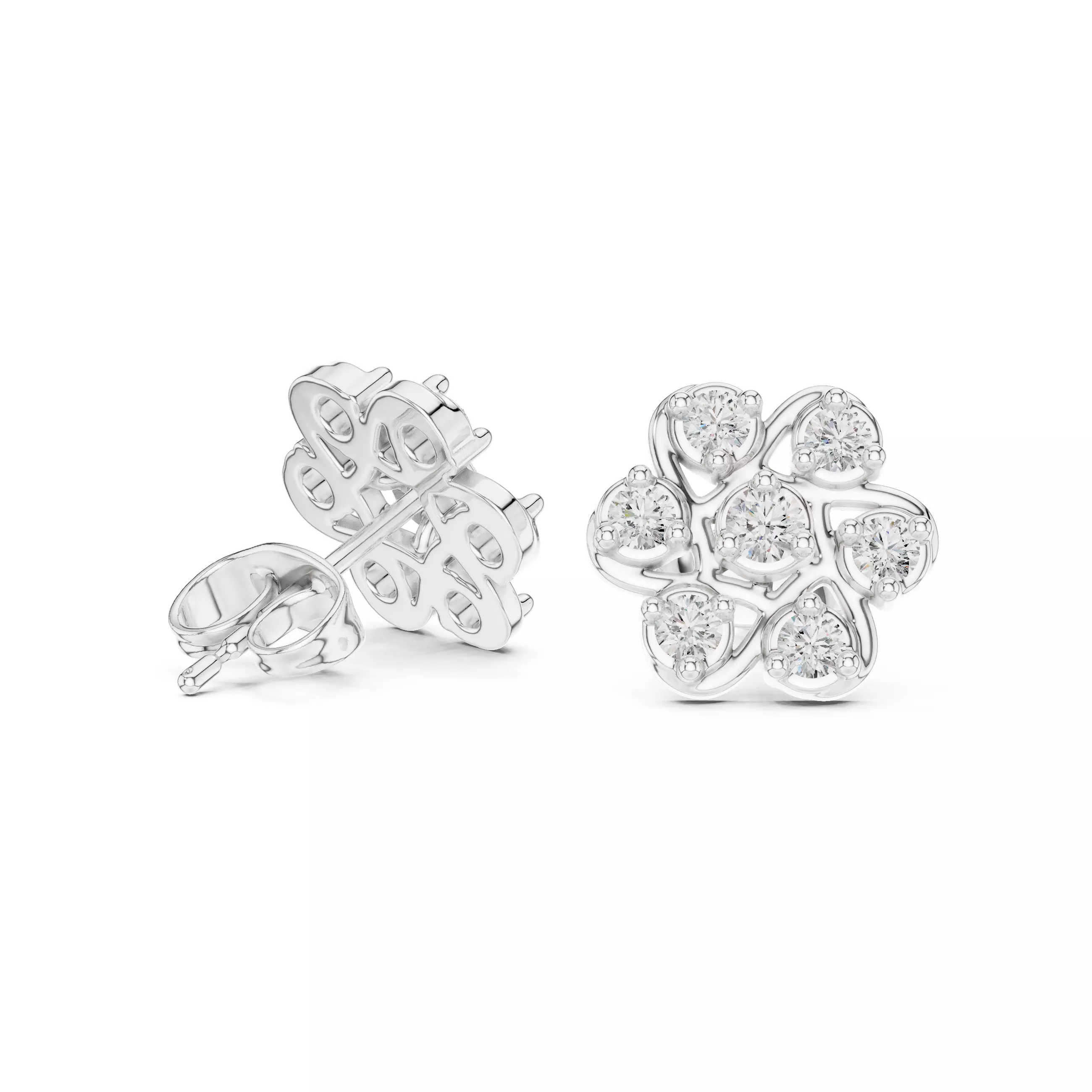 Diamond Studs Earrings 3dm stl renders animation videos details 3D print model_2