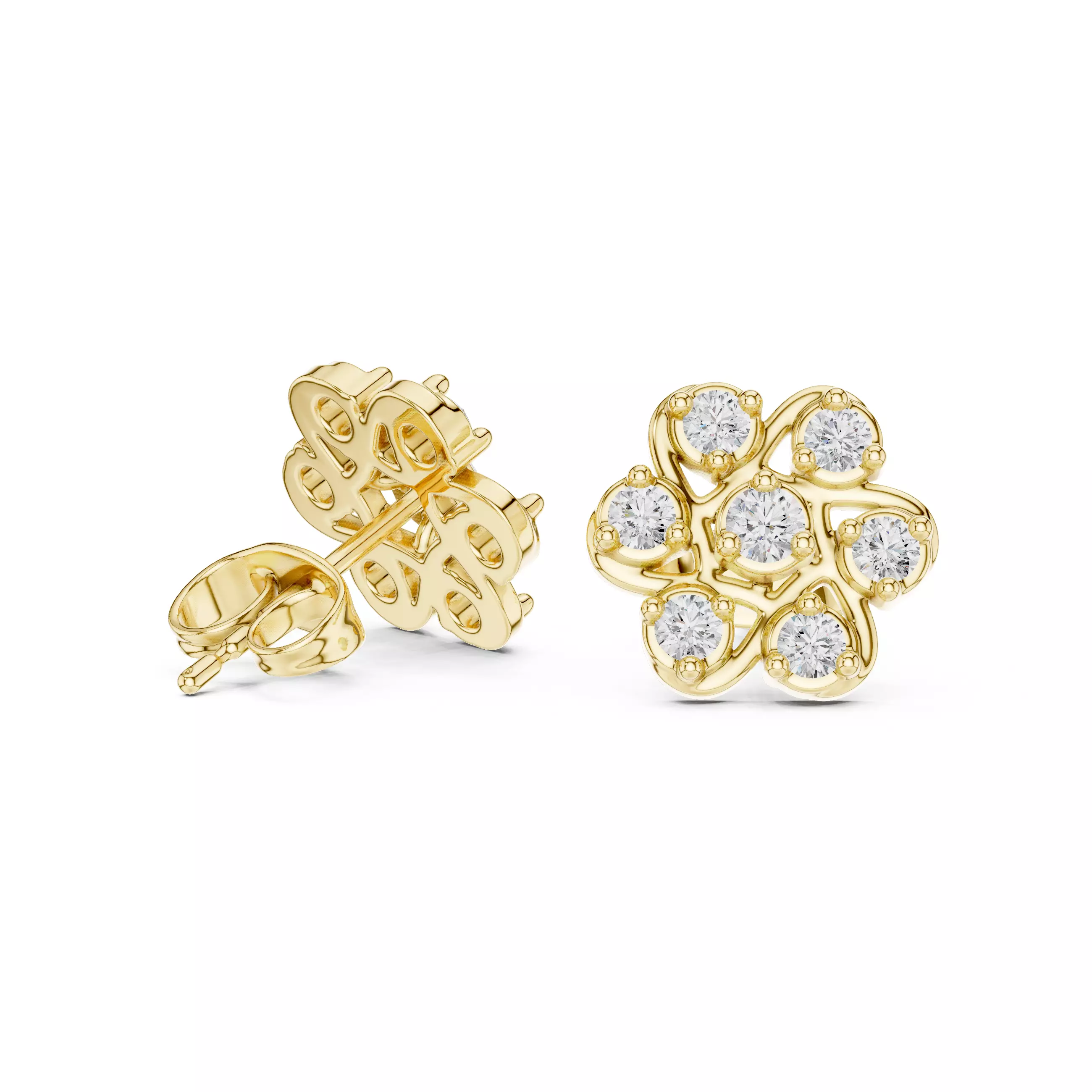 Diamond Studs Earrings 3dm stl renders animation videos details 3D print model_3