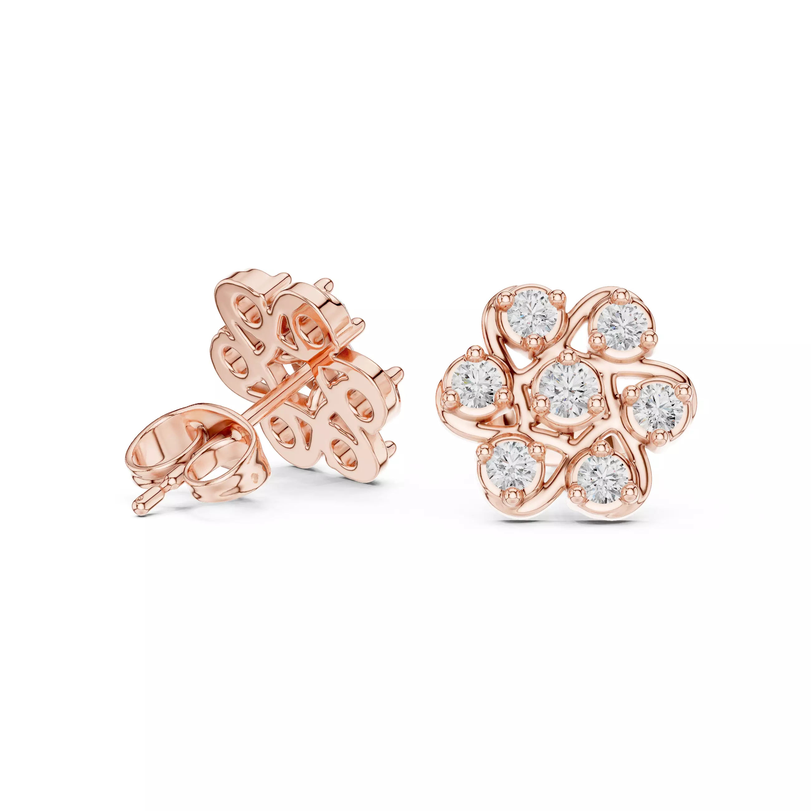 Diamond Studs Earrings 3dm stl renders animation videos details 3D print model_1