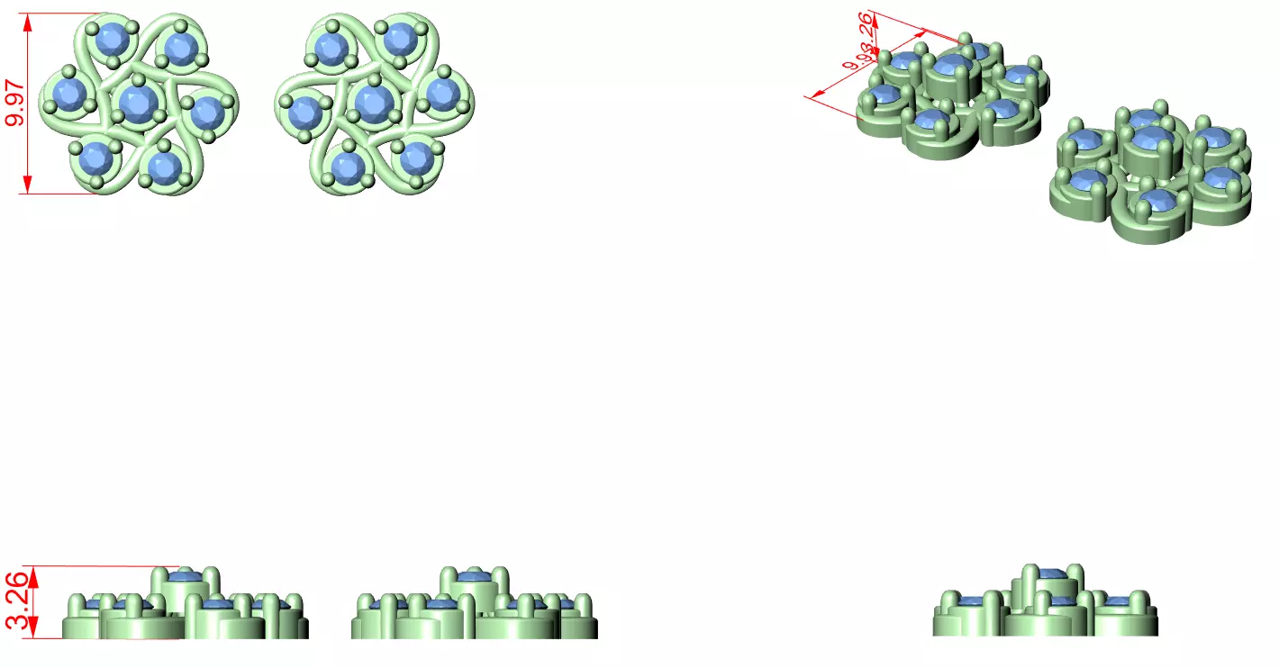 Diamond Studs Earrings 3dm stl renders animation videos details 3D print model_4