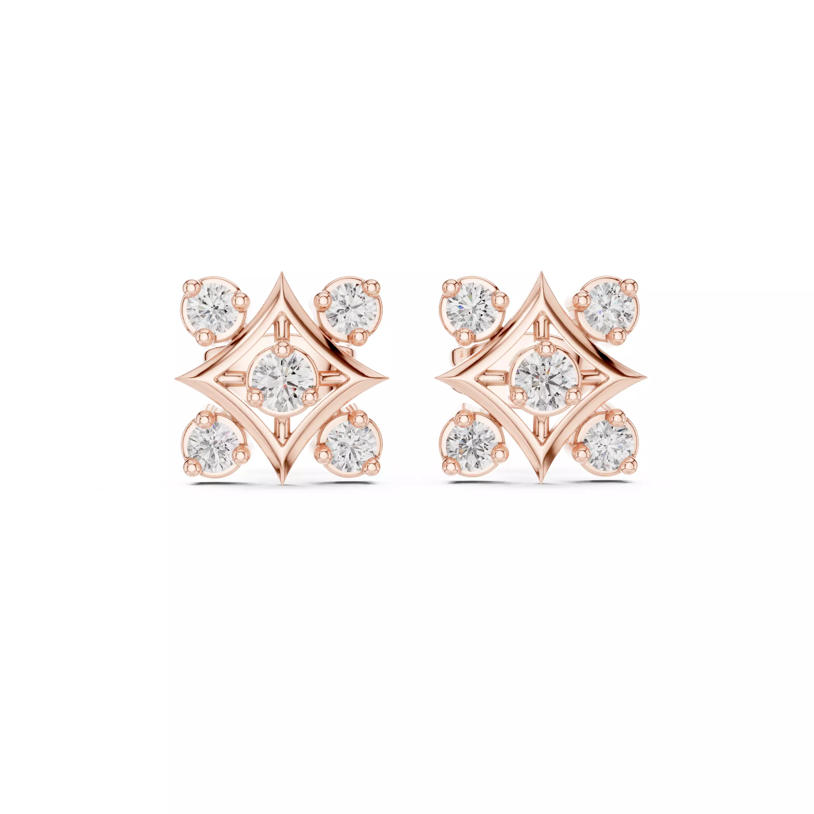 Diamond Studs Earrings 3dm stl renders animation videos details 3D print model_0