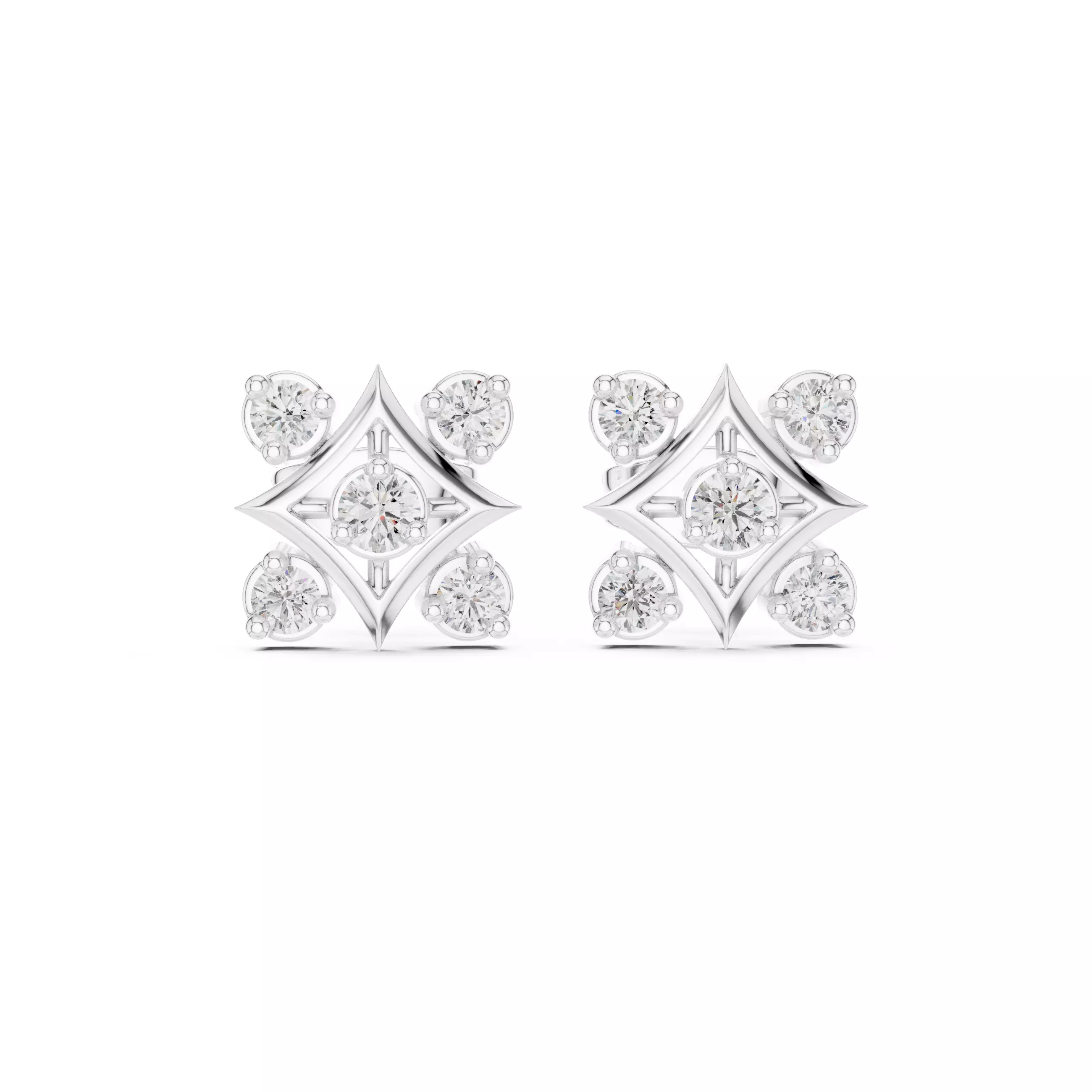 Diamond Studs Earrings 3dm stl renders animation videos details 3D print model_10