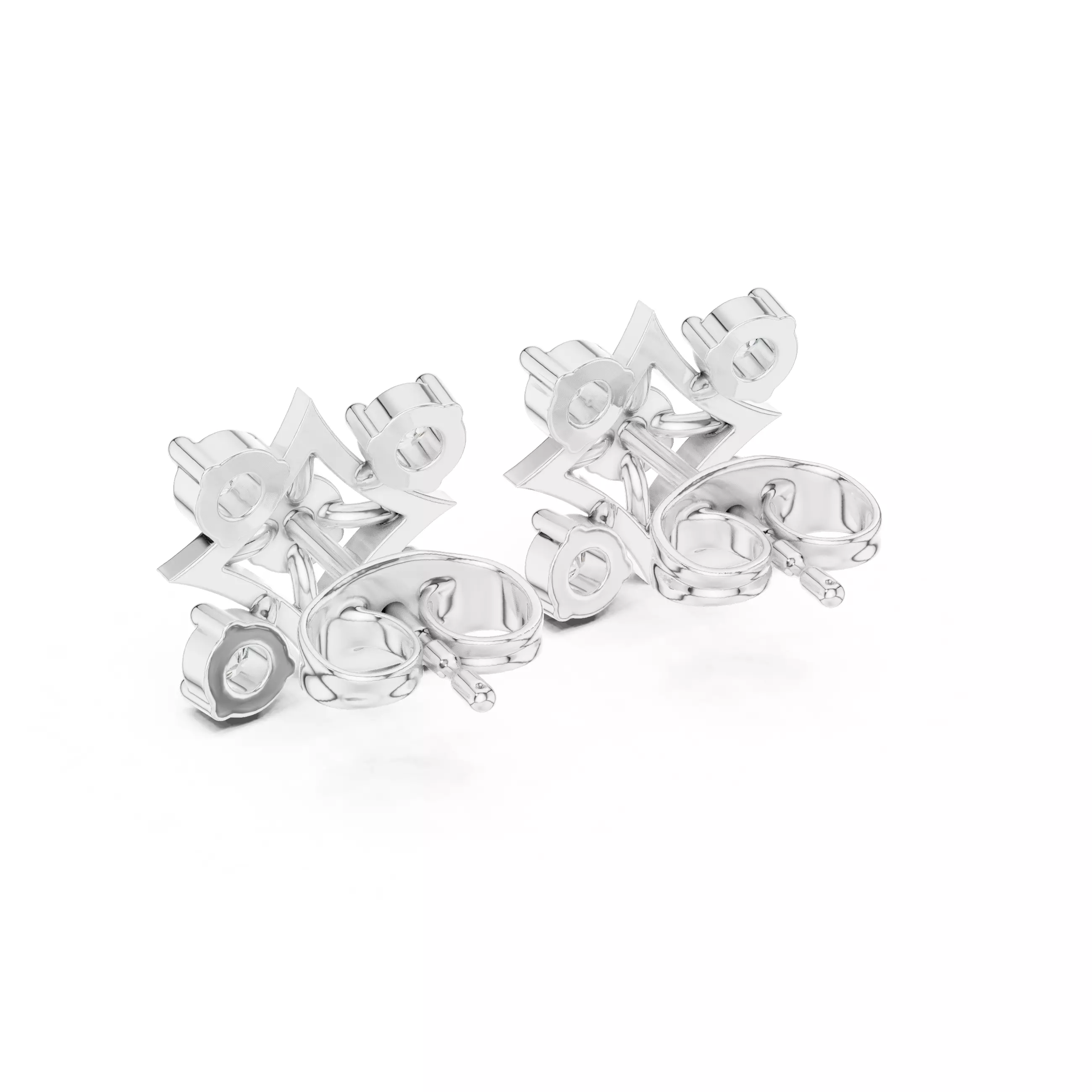Diamond Studs Earrings 3dm stl renders animation videos details 3D print model_9