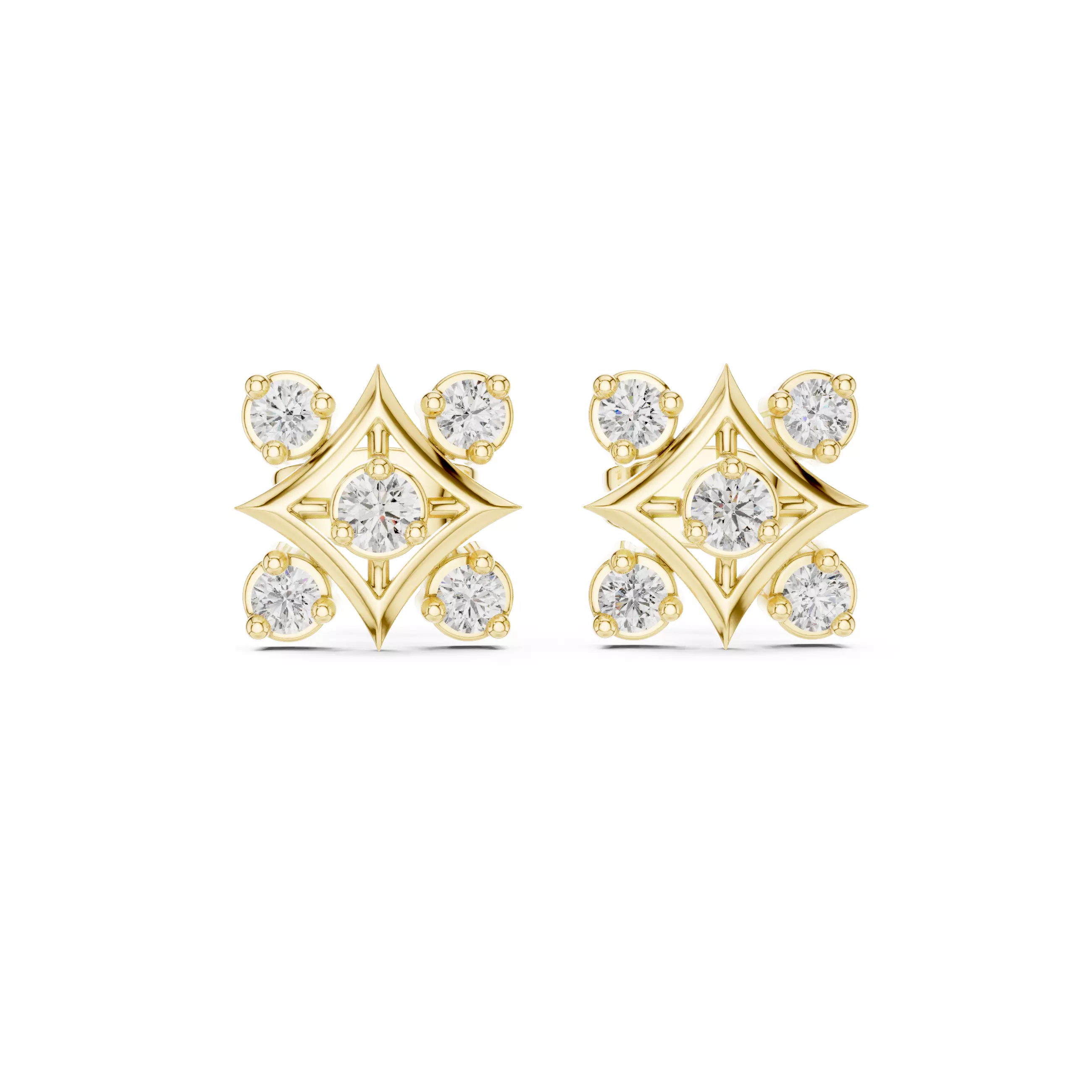 Diamond Studs Earrings 3dm stl renders animation videos details 3D print model_13