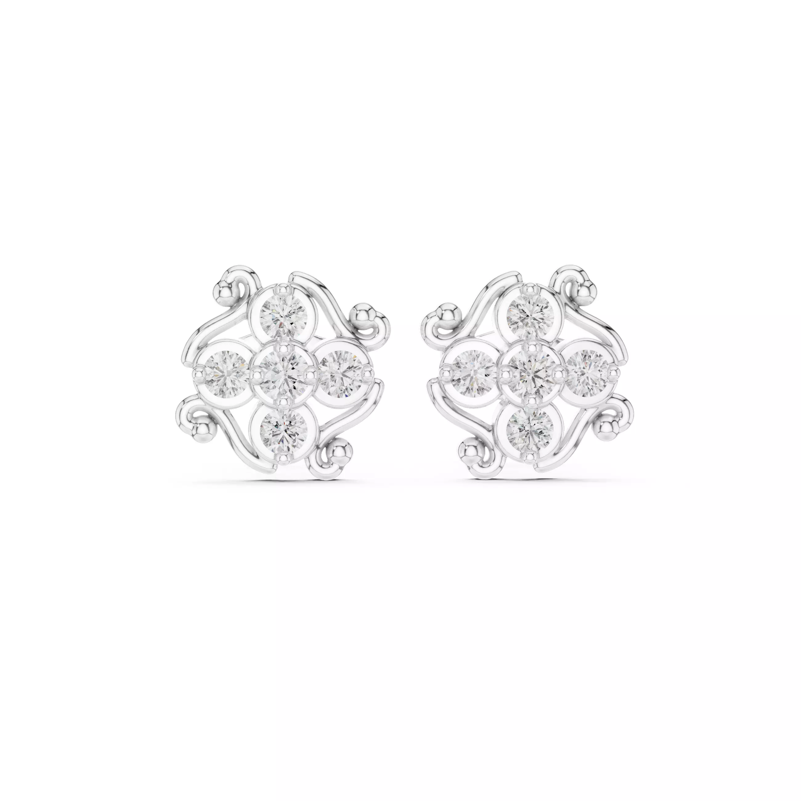 Diamond Studs Earrings 3dm stl renders animation videos details 3D print model_10