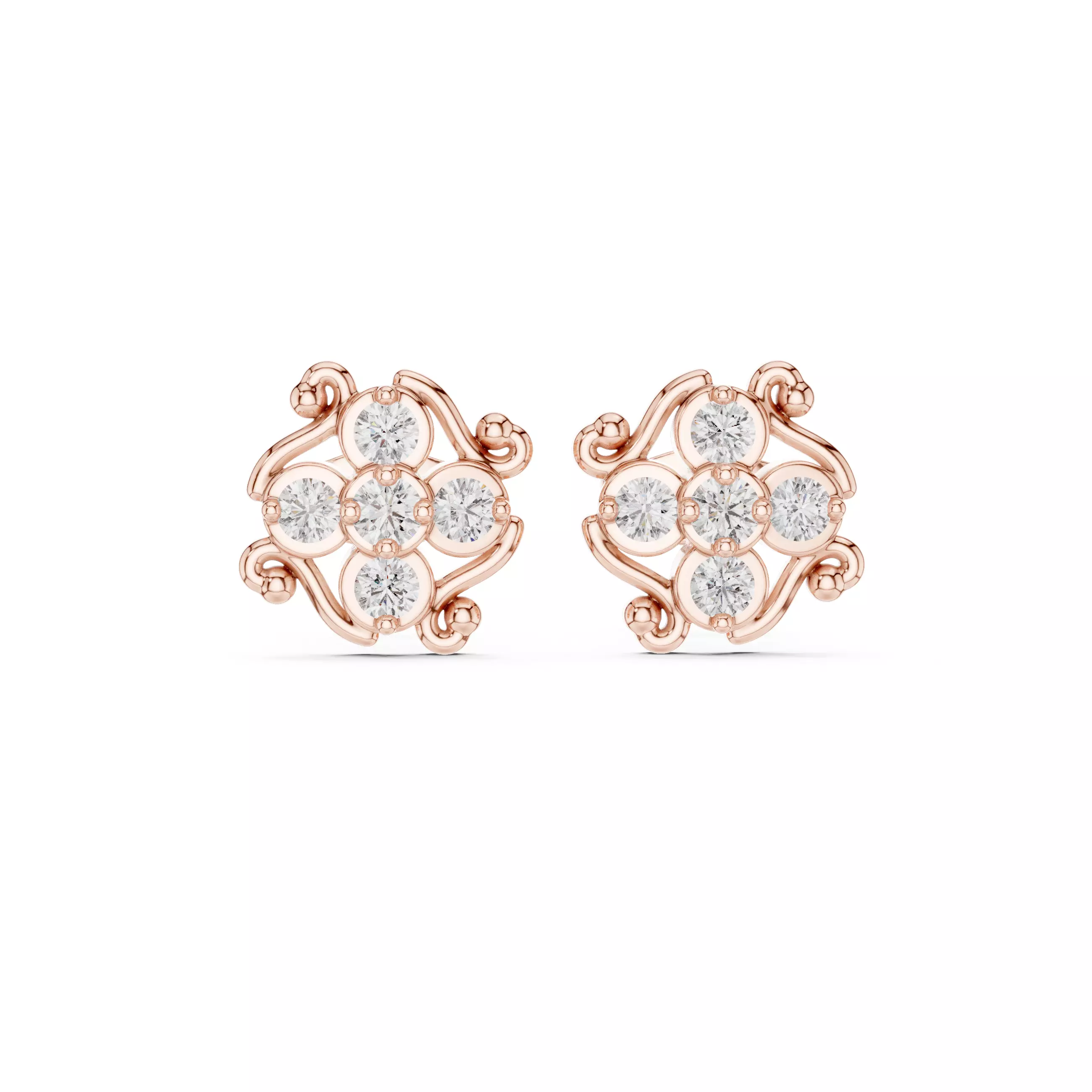 Diamond Studs Earrings 3dm stl renders animation videos details 3D print model_0