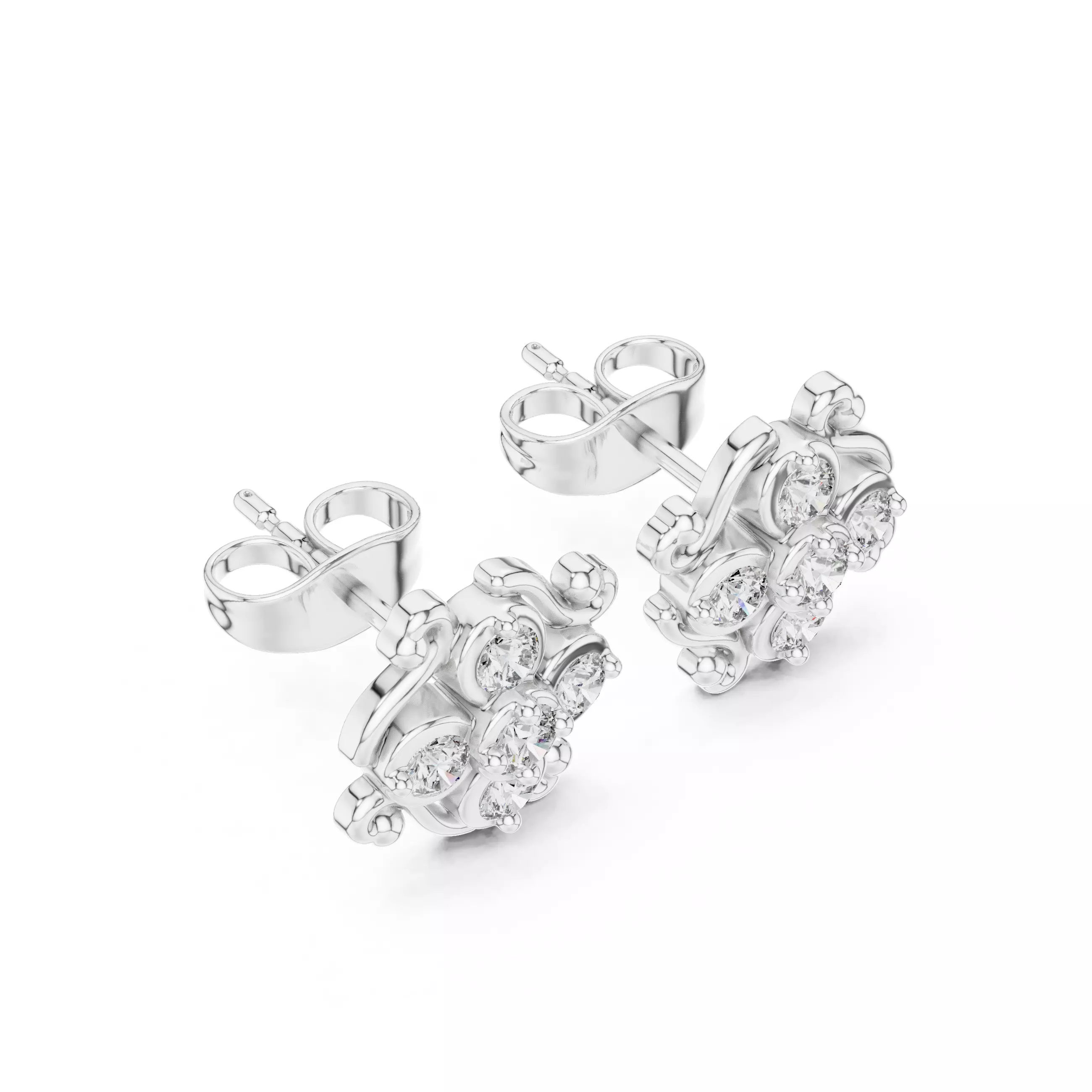 Diamond Studs Earrings 3dm stl renders animation videos details 3D print model_8