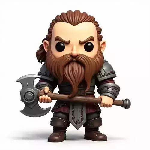 Chibi Dwarf Warrior with Battle Axe 3D Model
