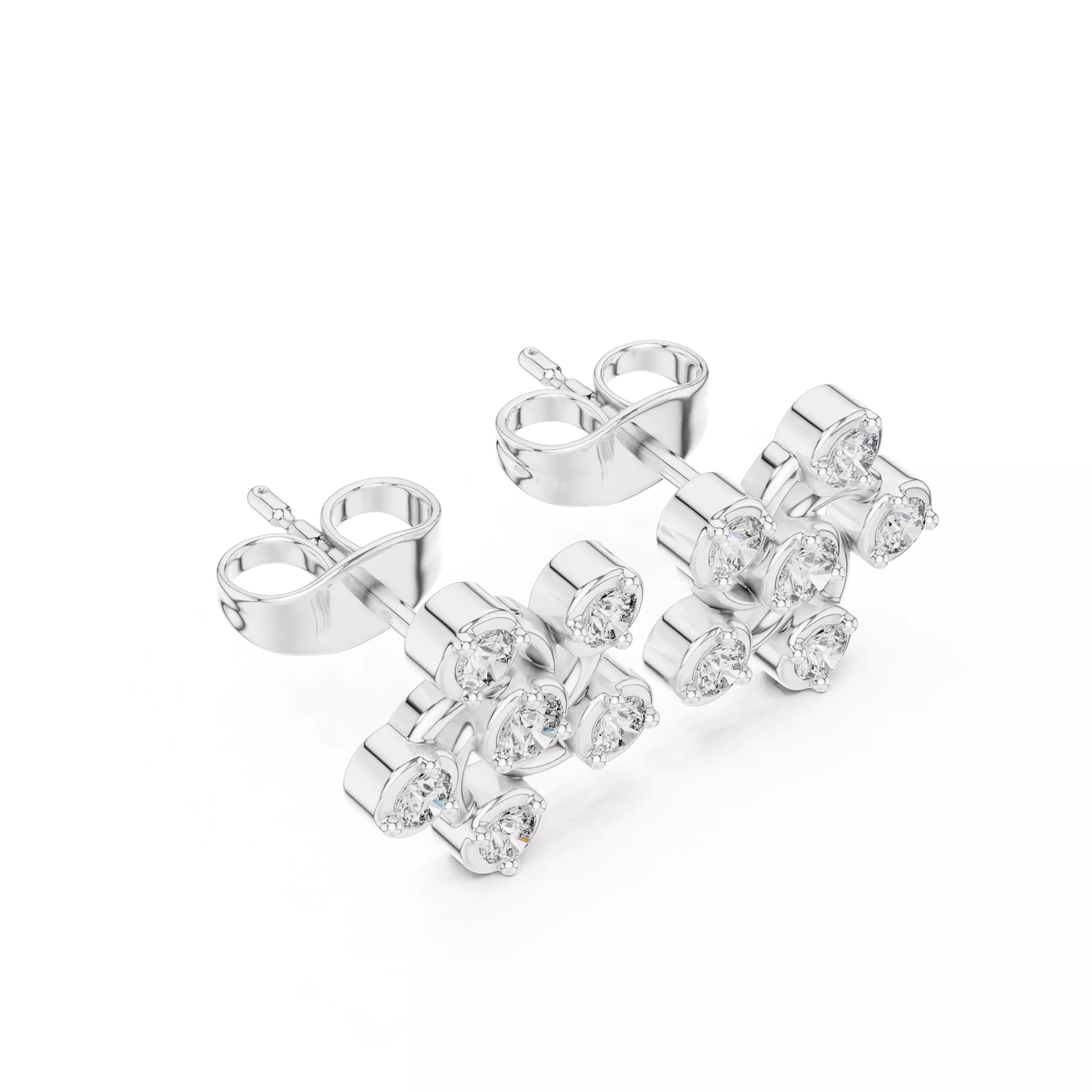 Diamond Studs Earrings 3dm stl renders animation videos details 3D print model_8