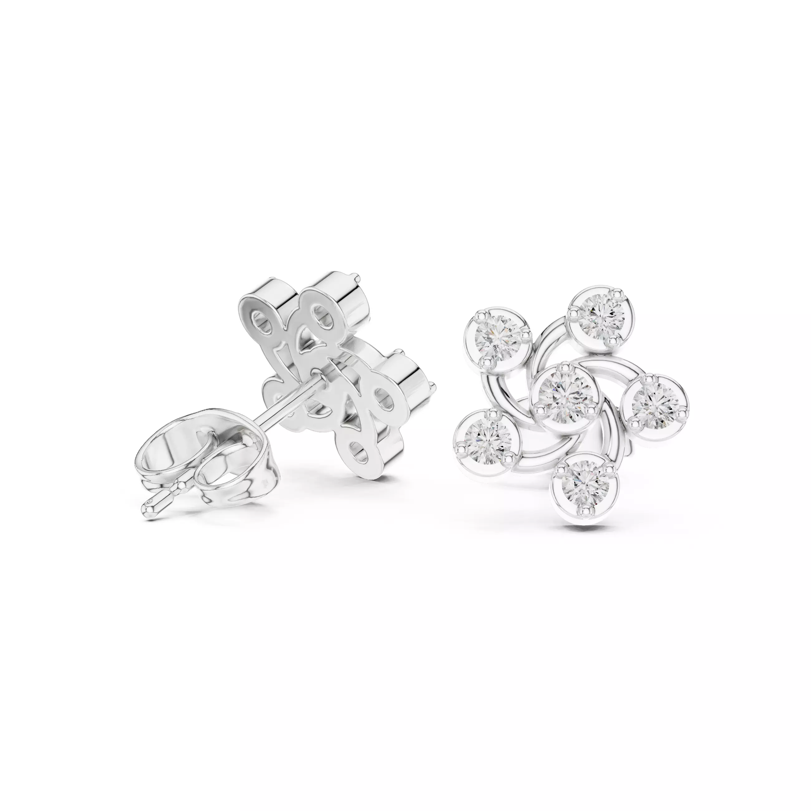 Diamond Studs Earrings 3dm stl renders animation videos details 3D print model_2