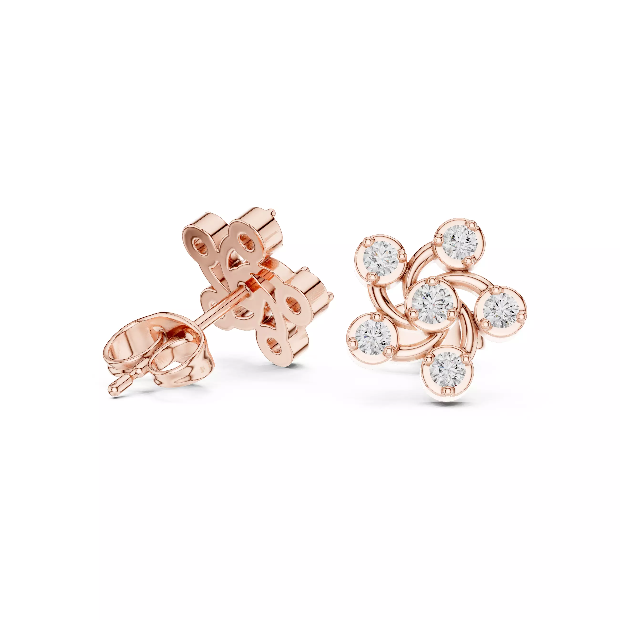 Diamond Studs Earrings 3dm stl renders animation videos details 3D print model_1