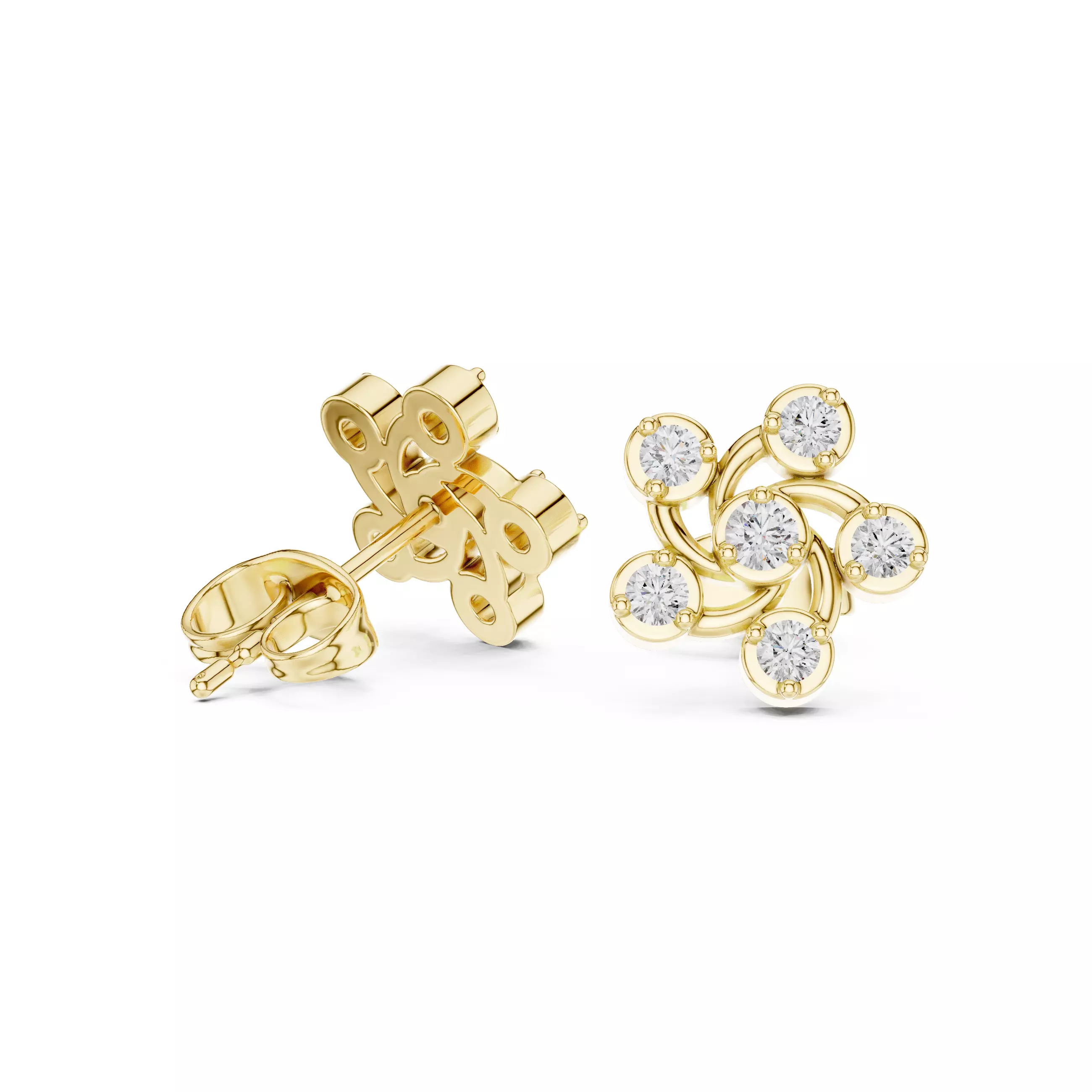 Diamond Studs Earrings 3dm stl renders animation videos details 3D print model_3