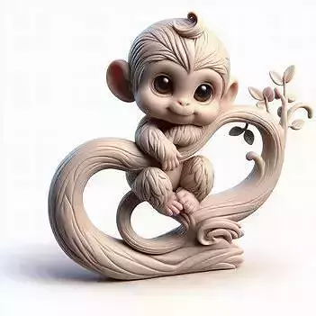 Baby Monkey on a Curly Branch