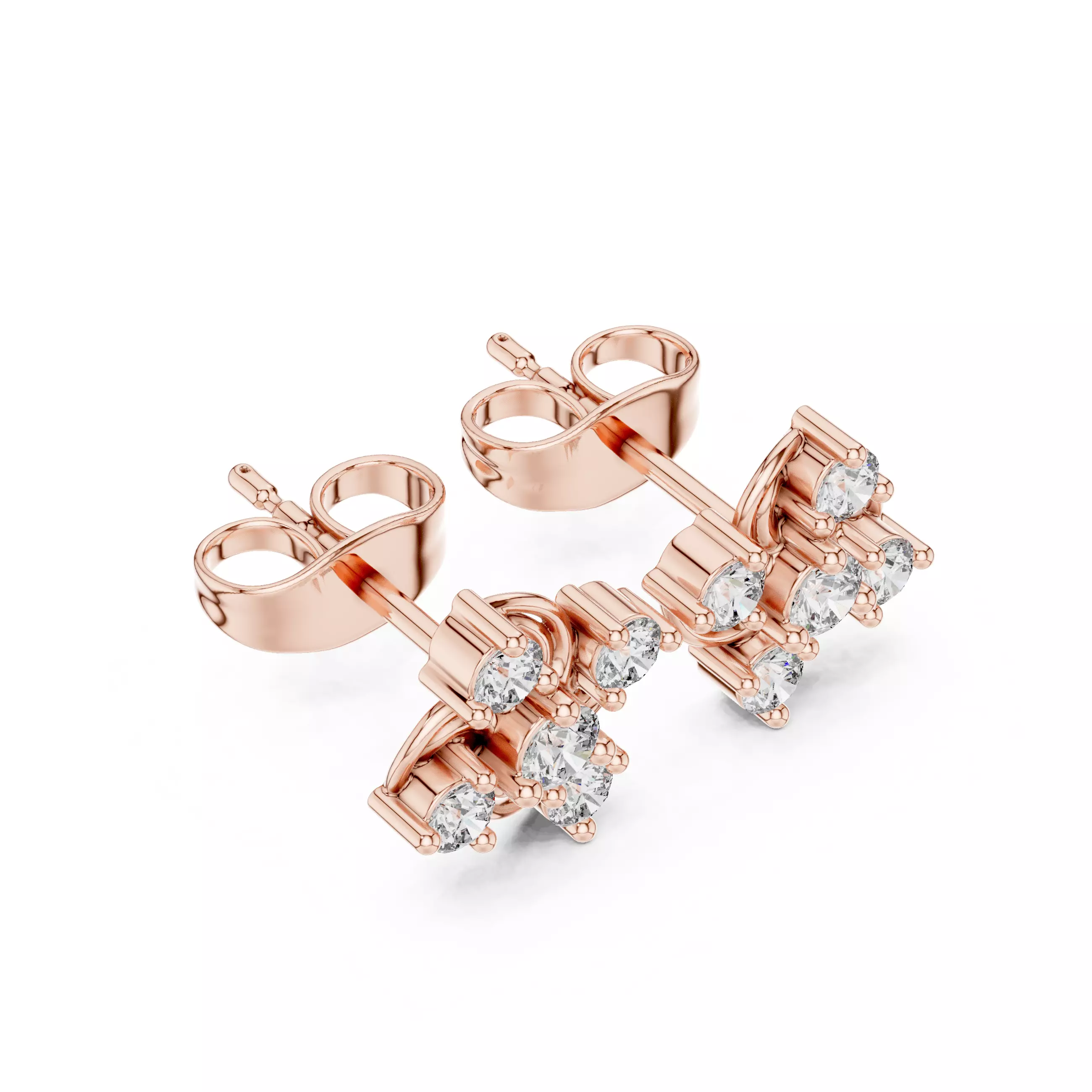 Diamond Studs Earrings 3dm stl renders animation videos details 3D print model_6