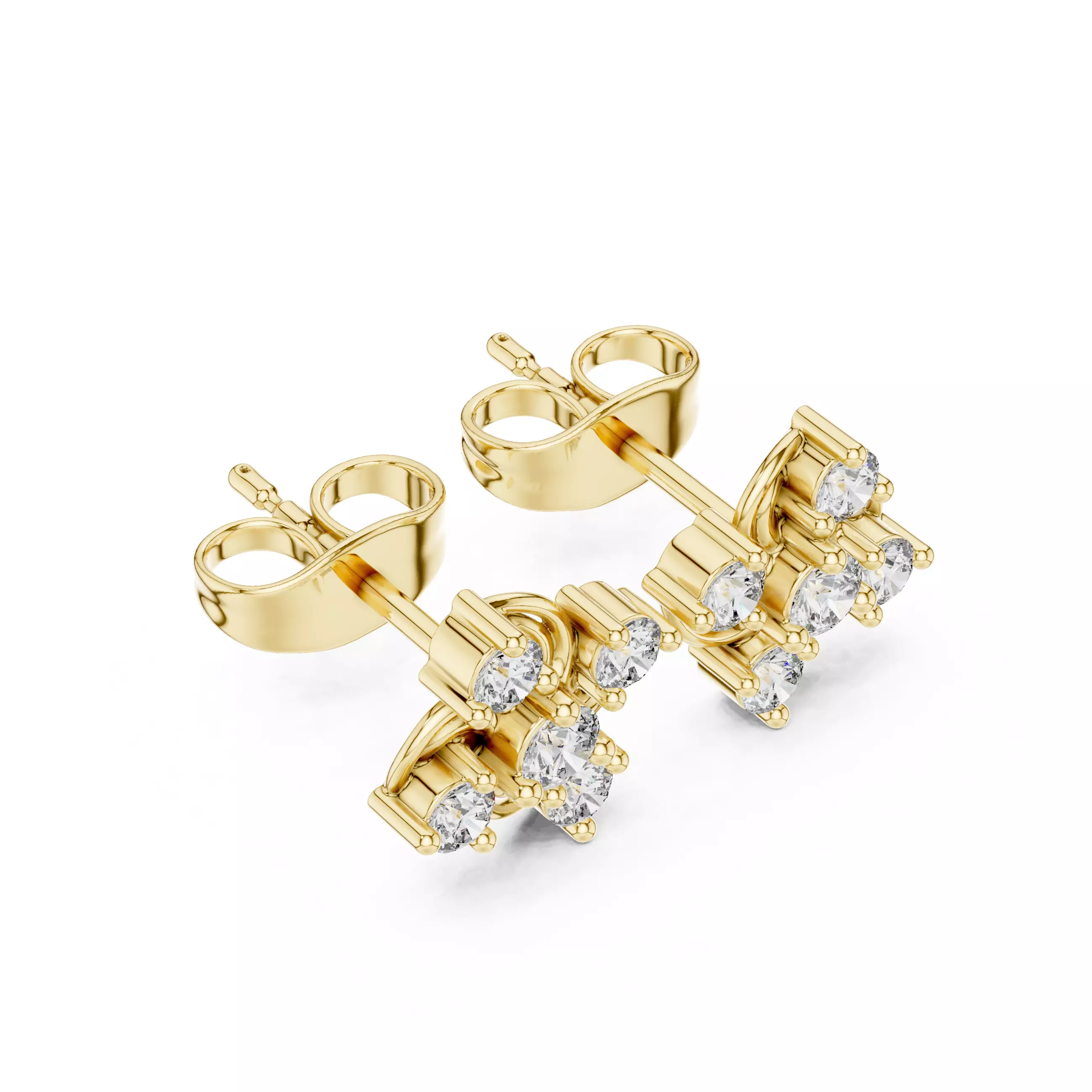 Diamond Studs Earrings 3dm stl renders animation videos details 3D print model_11