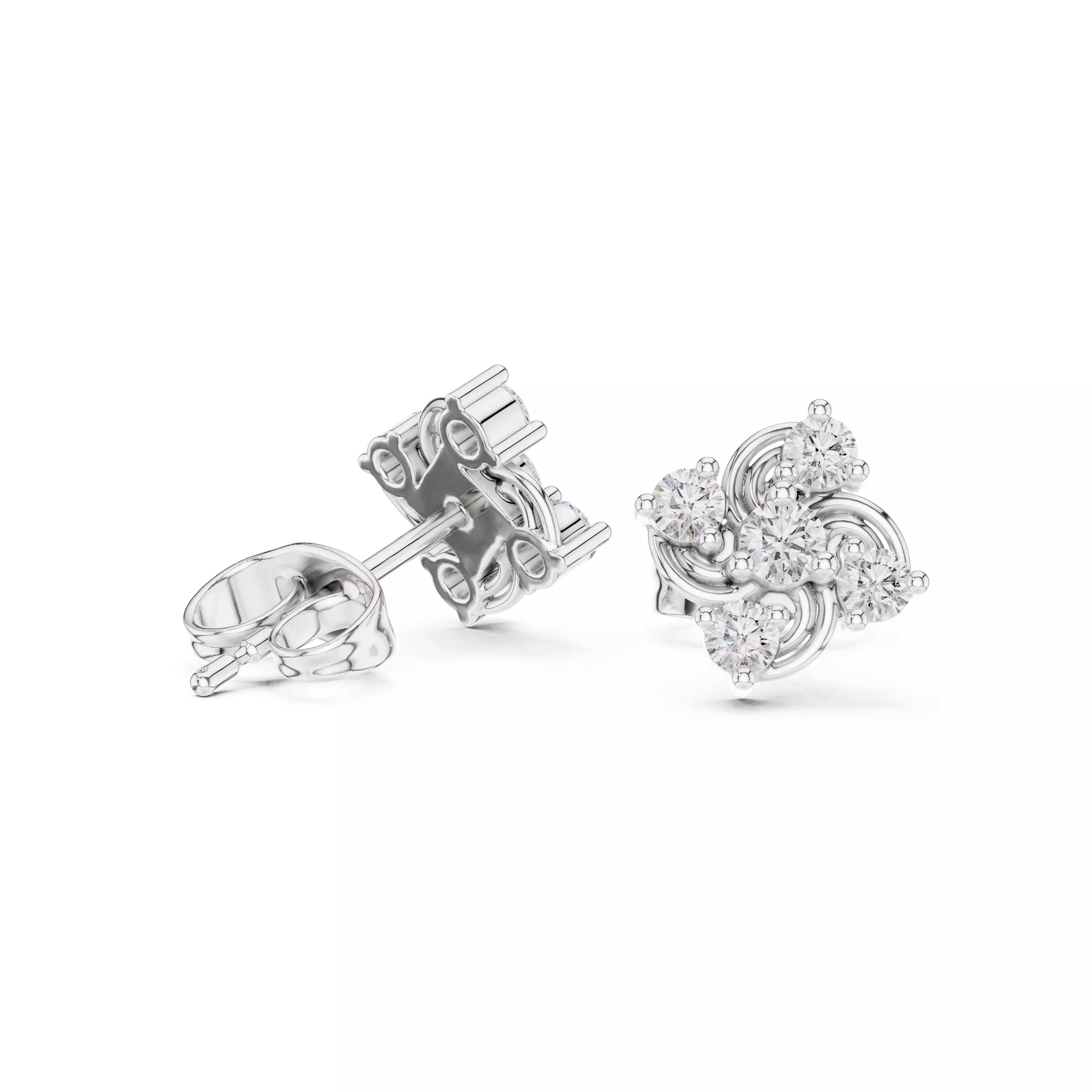 Diamond Studs Earrings 3dm stl renders animation videos details 3D print model_2