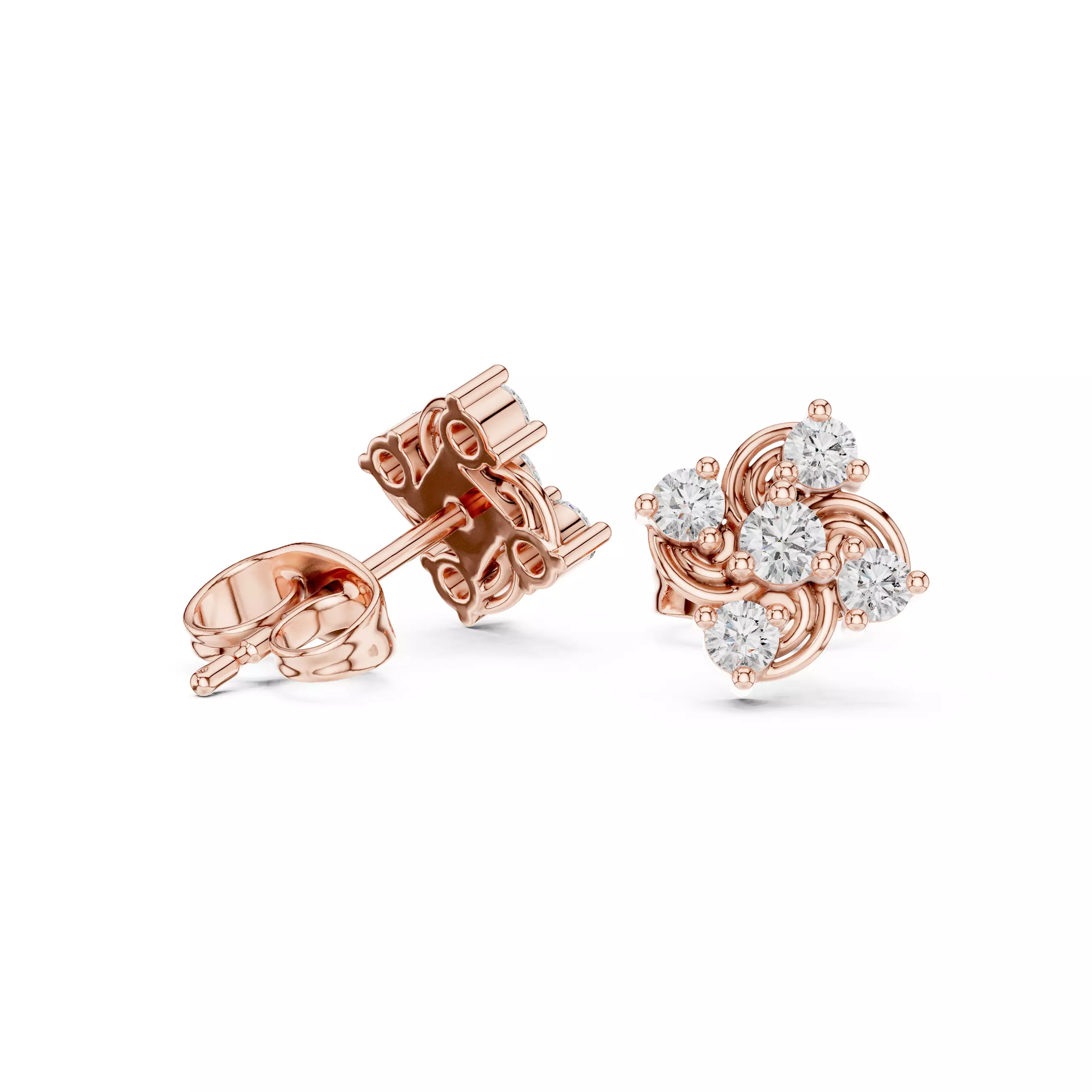 Diamond Studs Earrings 3dm stl renders animation videos details 3D print model_1