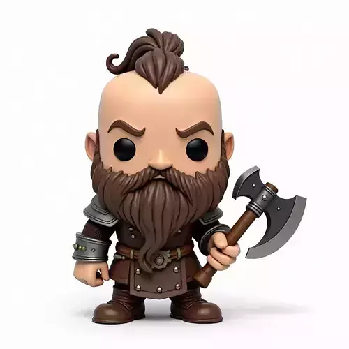 Chibi Dwarf Warrior with Axe 3D Model