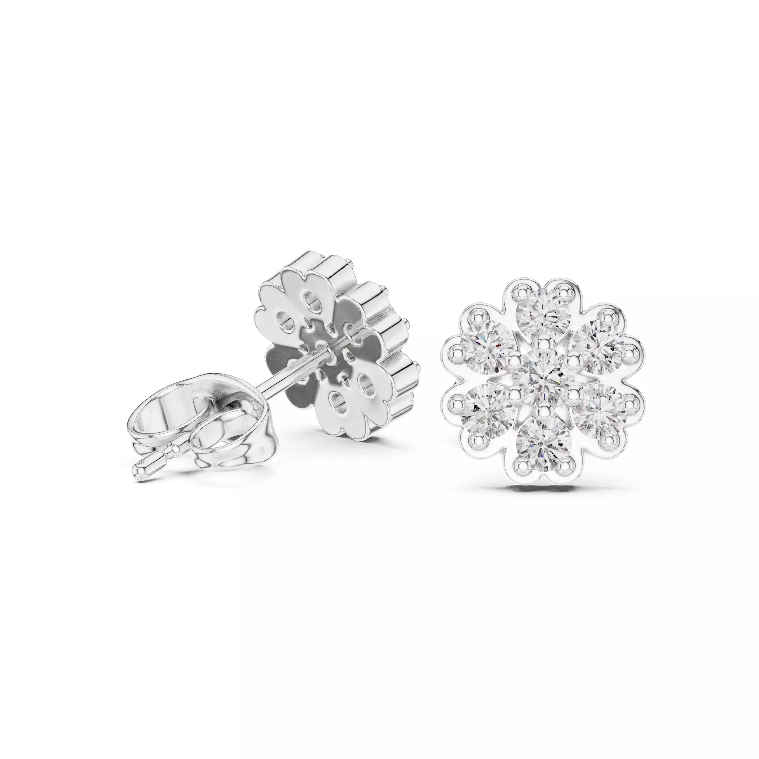 Diamond Studs Earrings 3dm stl renders animation videos details 3D print model_2
