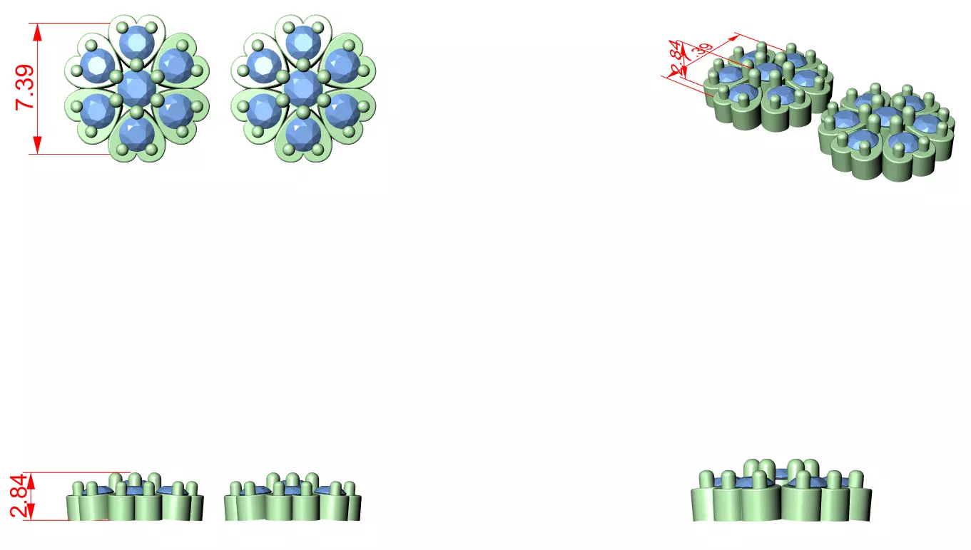 Diamond Studs Earrings 3dm stl renders animation videos details 3D print model_4