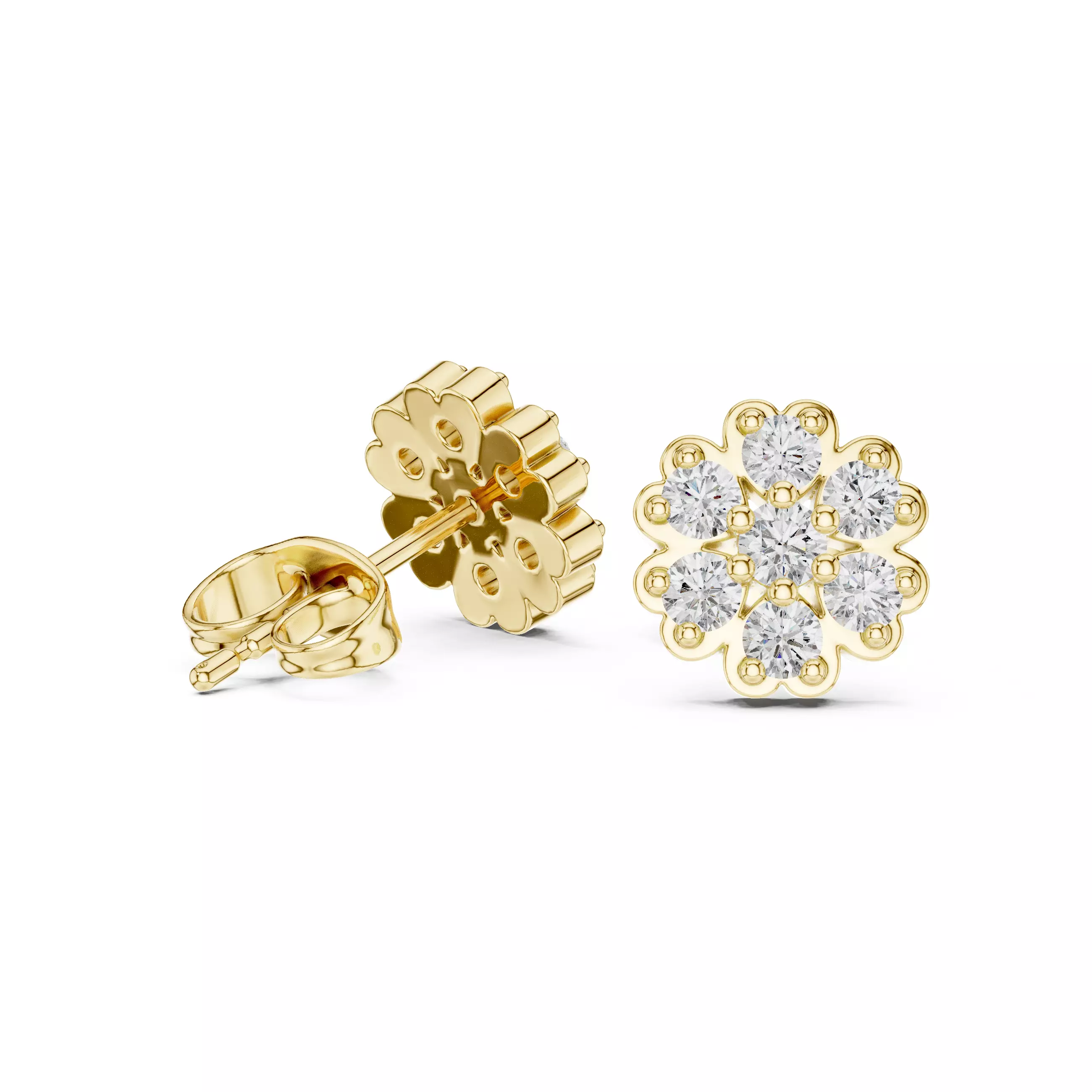 Diamond Studs Earrings 3dm stl renders animation videos details 3D print model_3