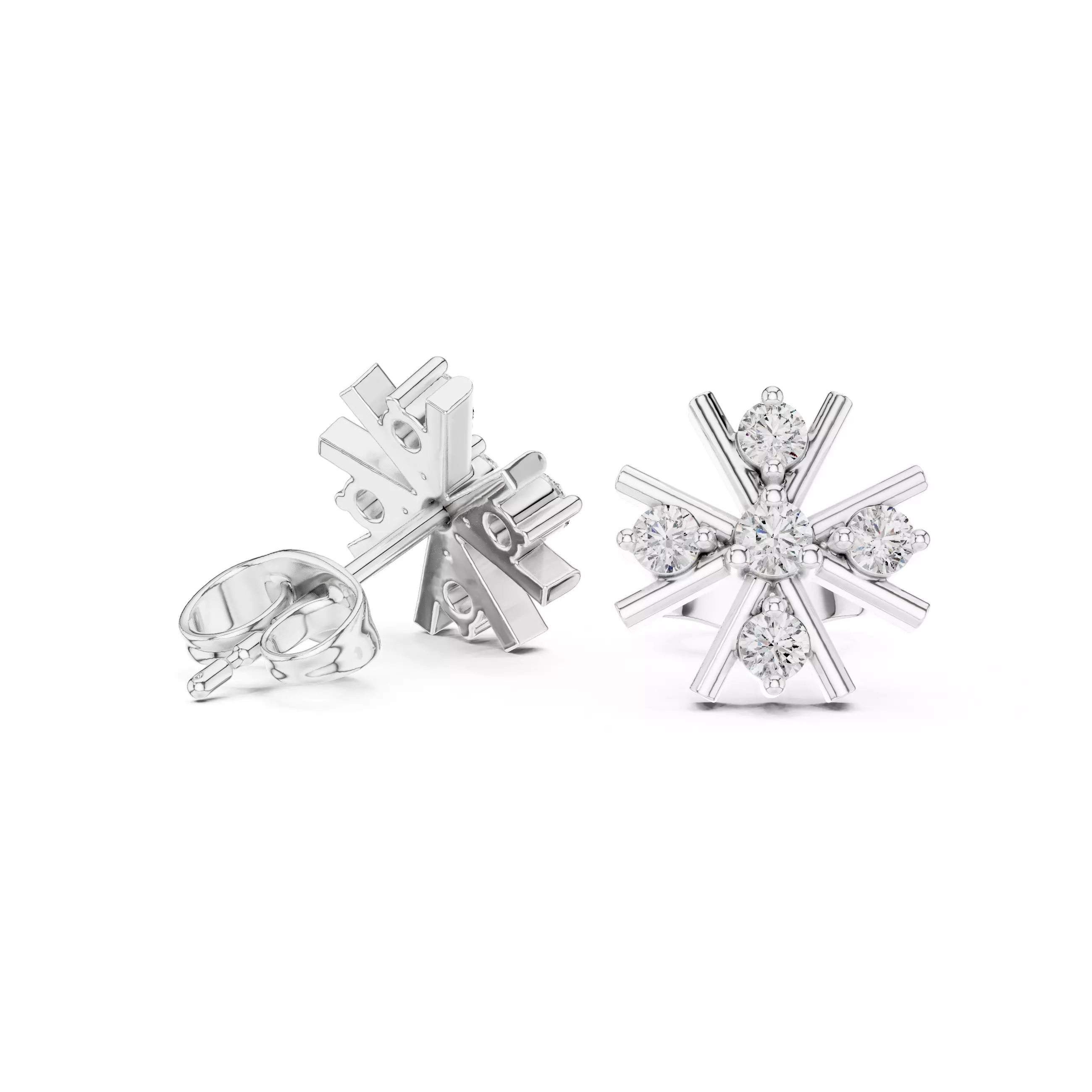 Diamond Studs Earrings 3dm stl renders animation videos details 3D print model_2