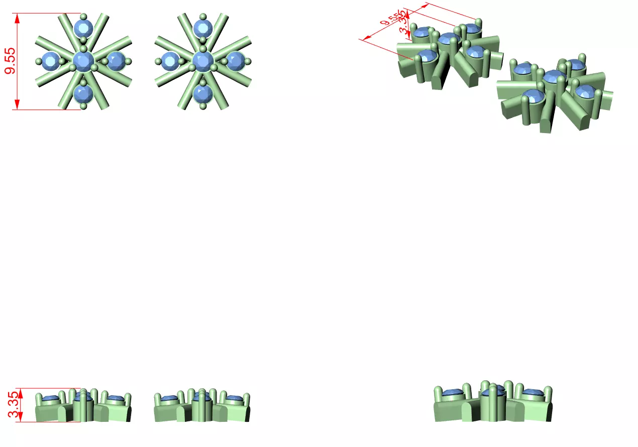 Diamond Studs Earrings 3dm stl renders animation videos details 3D print model_4