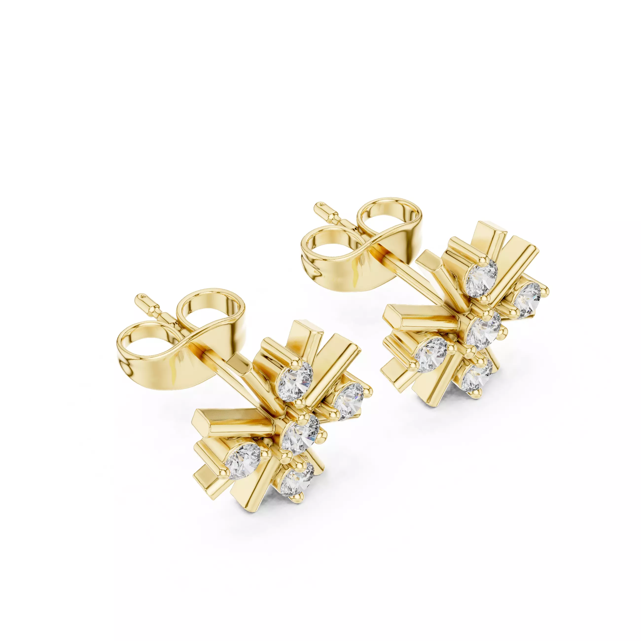 Diamond Studs Earrings 3dm stl renders animation videos details 3D print model_11