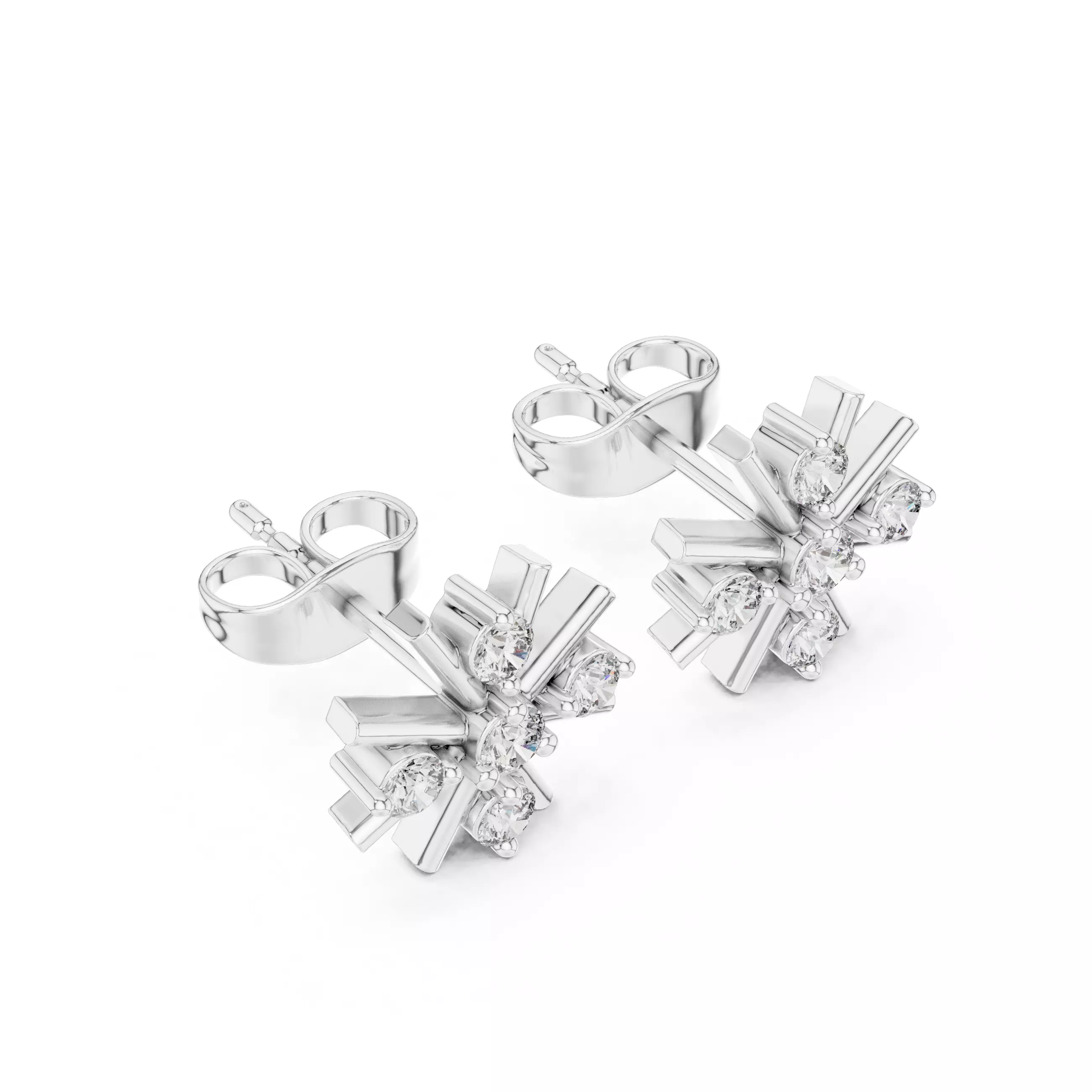 Diamond Studs Earrings 3dm stl renders animation videos details 3D print model_8