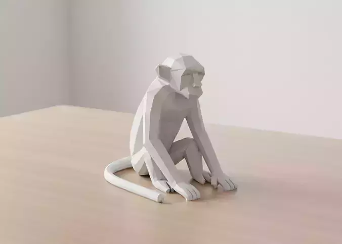 Low Poly Monkey 3D Printable 3D print model