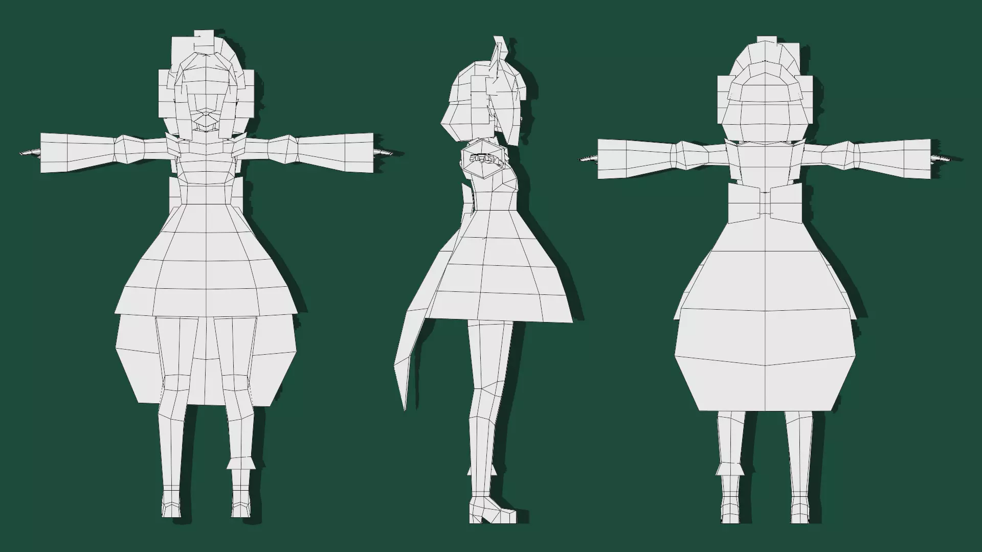 FREE 3D Lowpoly retro style VTUBER Maid Mint  Free low-poly 3D model_8