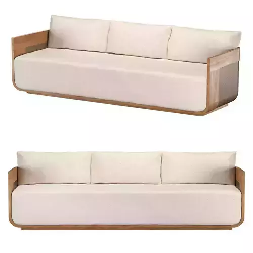 Sedona Cane Teak Sofa 3D model