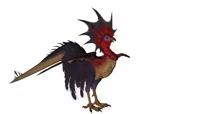 Cockatrice Fantasy Bird Creature 3D Model