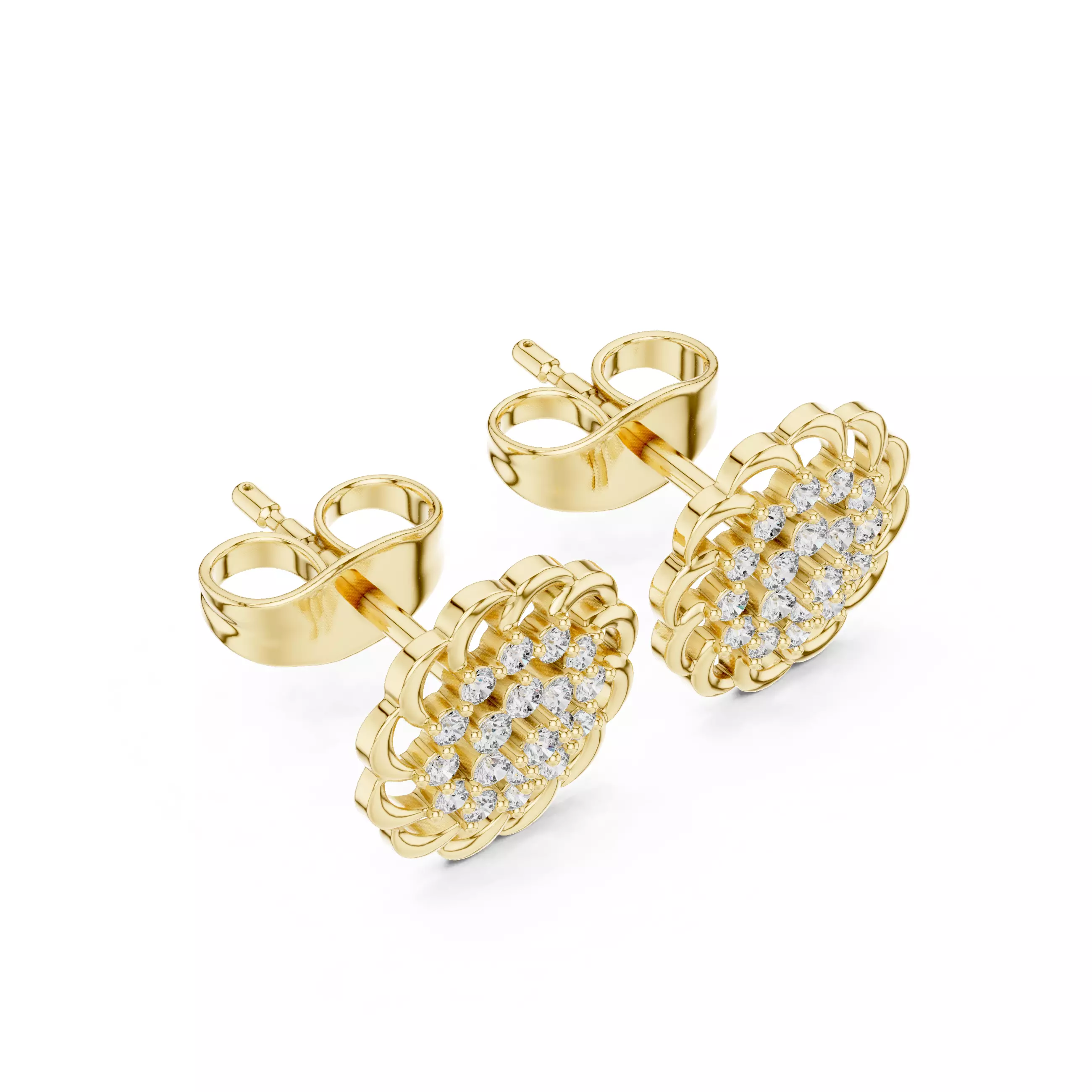 Diamond Studs Earrings 3dm stl renders animation videos details 3D print model_11