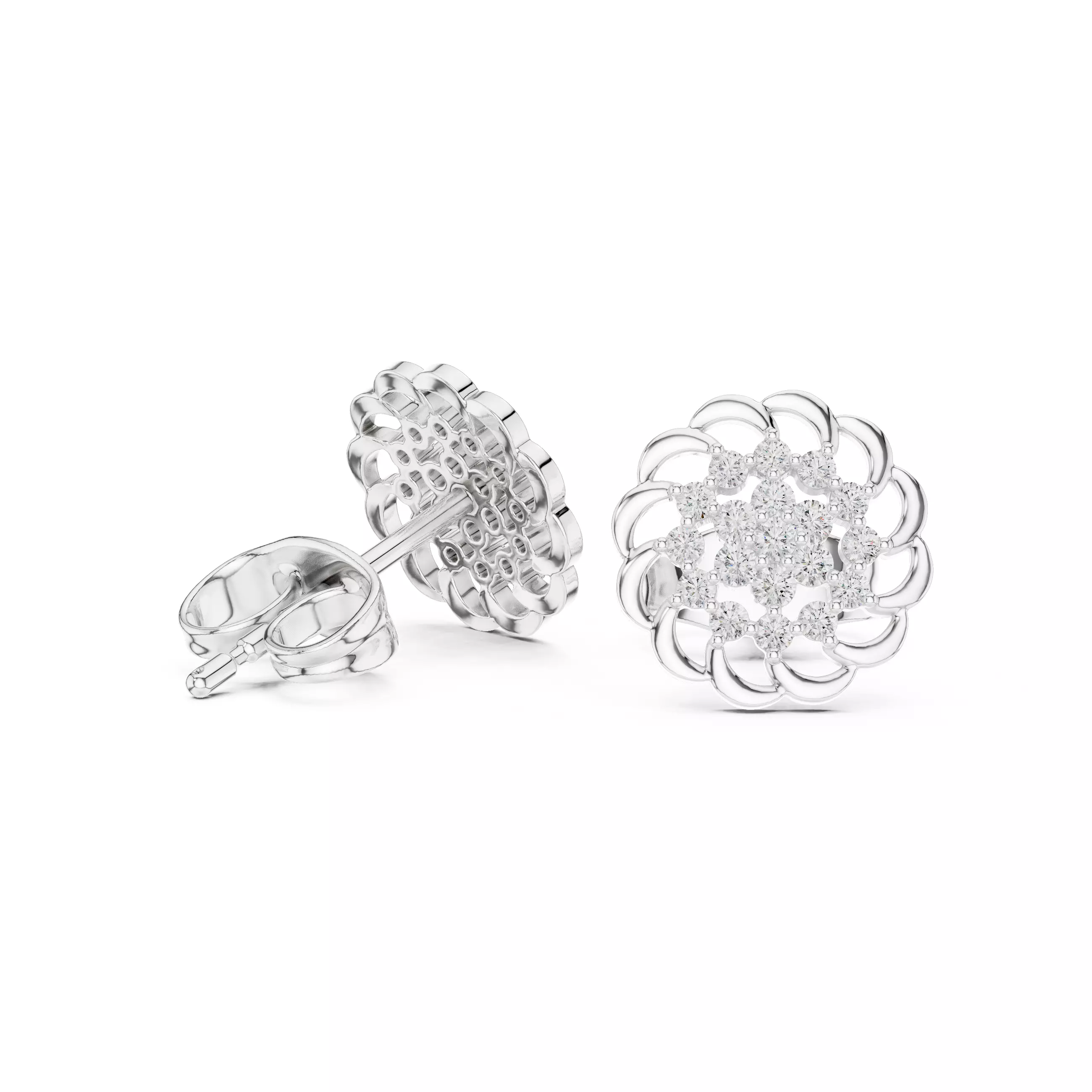 Diamond Studs Earrings 3dm stl renders animation videos details 3D print model_2