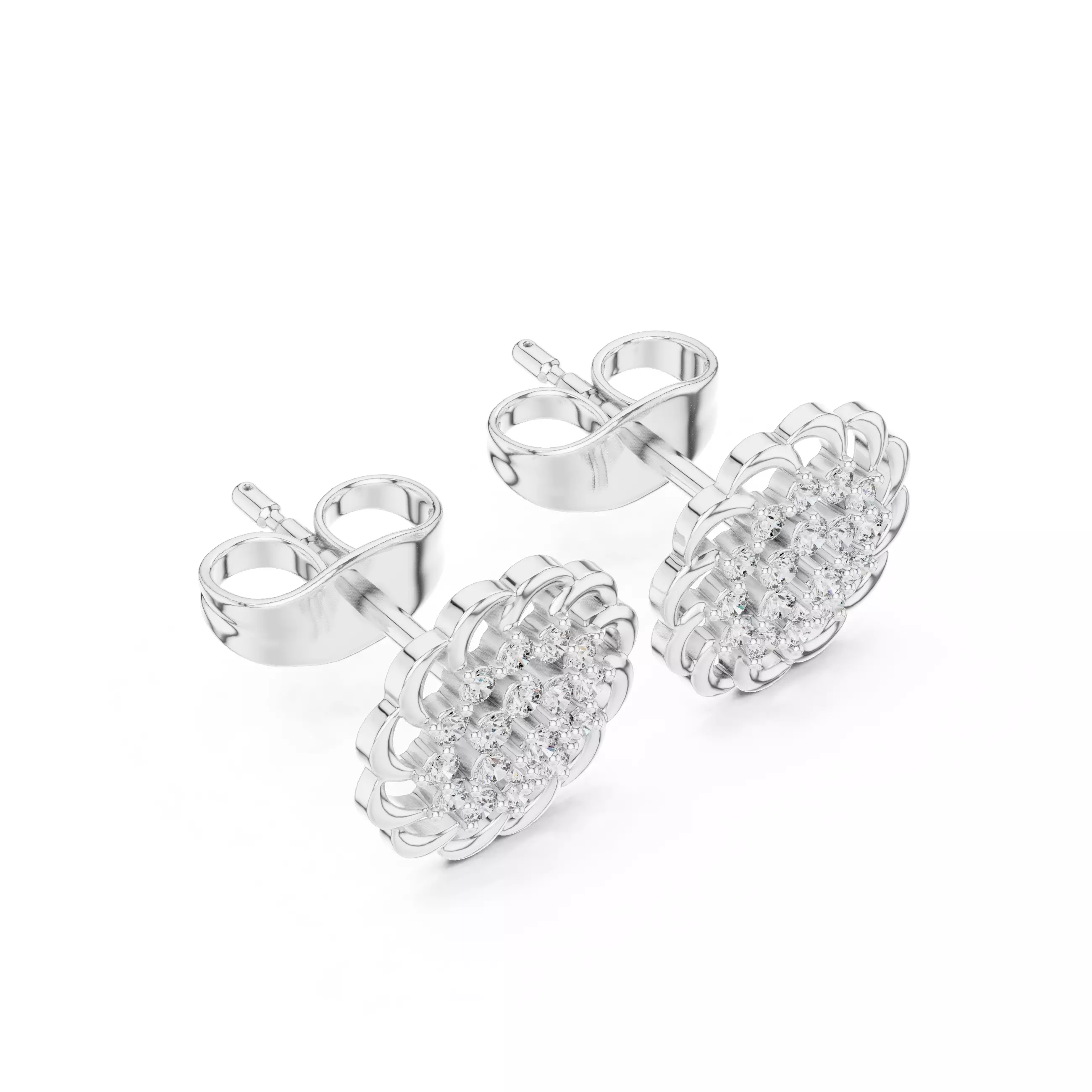 Diamond Studs Earrings 3dm stl renders animation videos details 3D print model_8