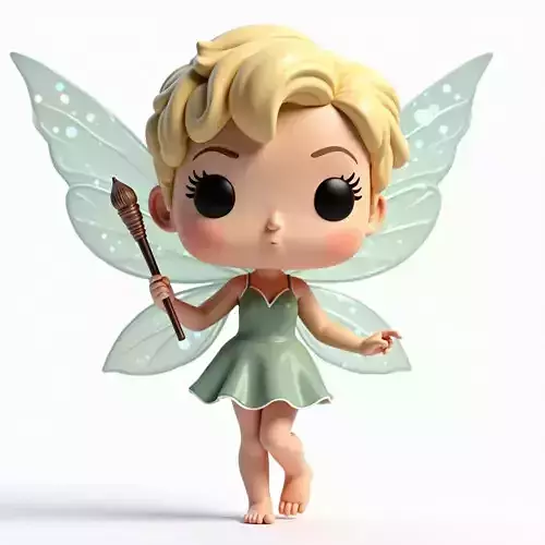 Cute Chibi Green Fairy with Wand 3D Model Low-poly 3D model