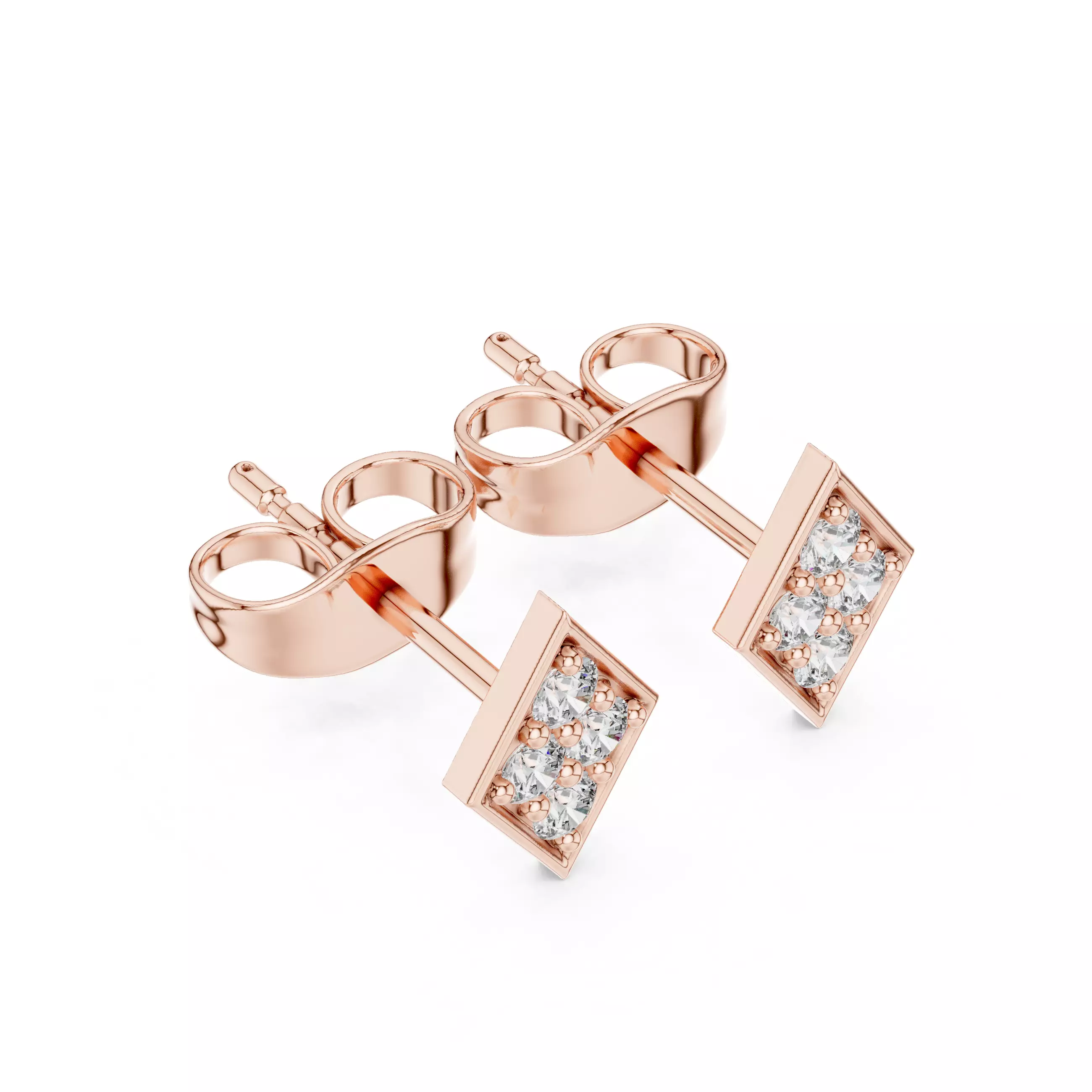 Diamond Studs Earrings 3dm stl renders animation videos details 3D print model_6