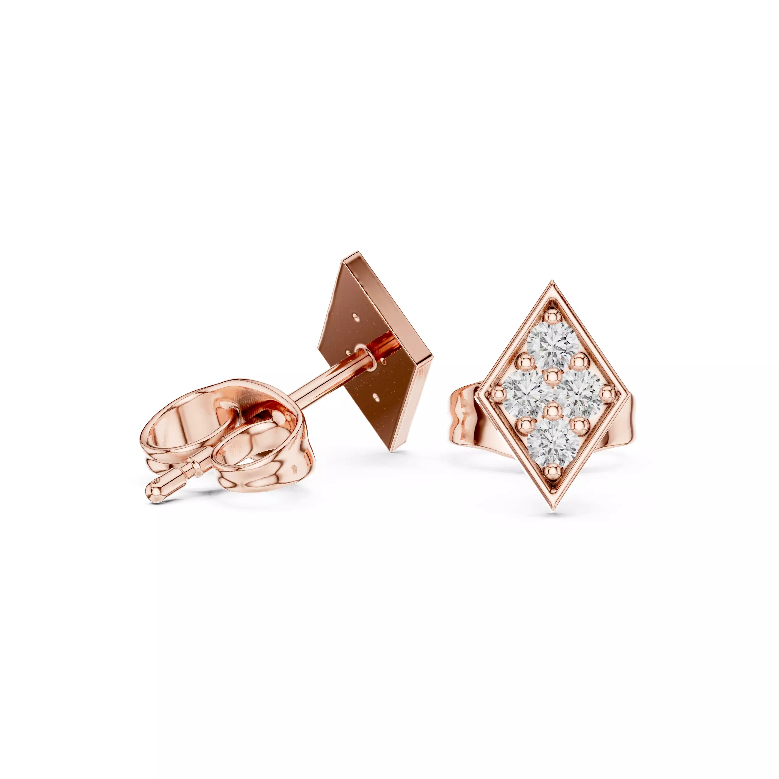 Diamond Studs Earrings 3dm stl renders animation videos details 3D print model_1