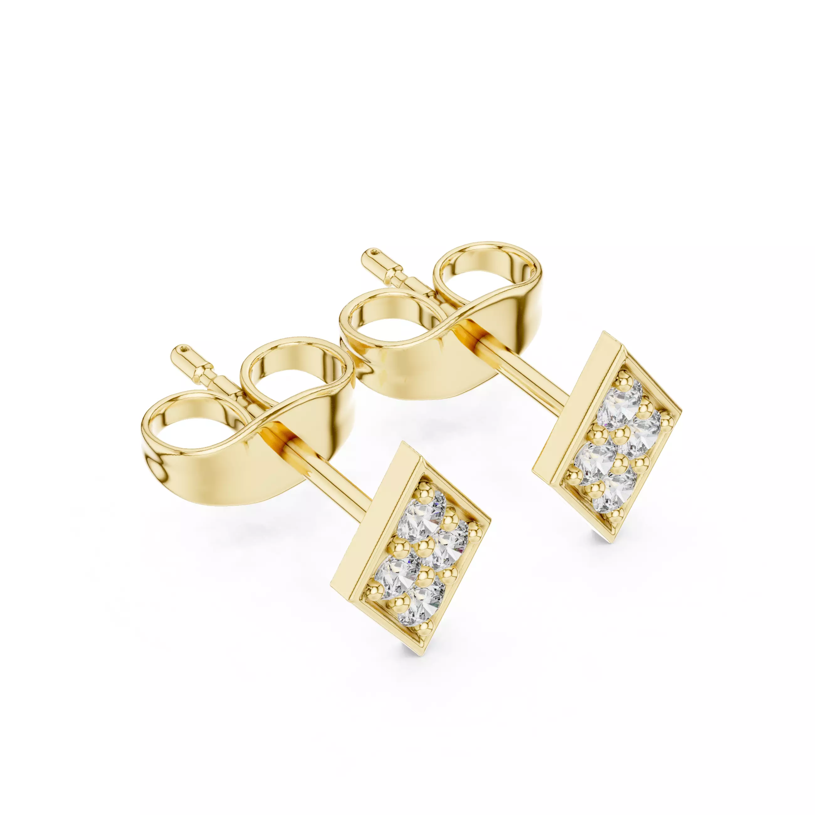 Diamond Studs Earrings 3dm stl renders animation videos details 3D print model_11