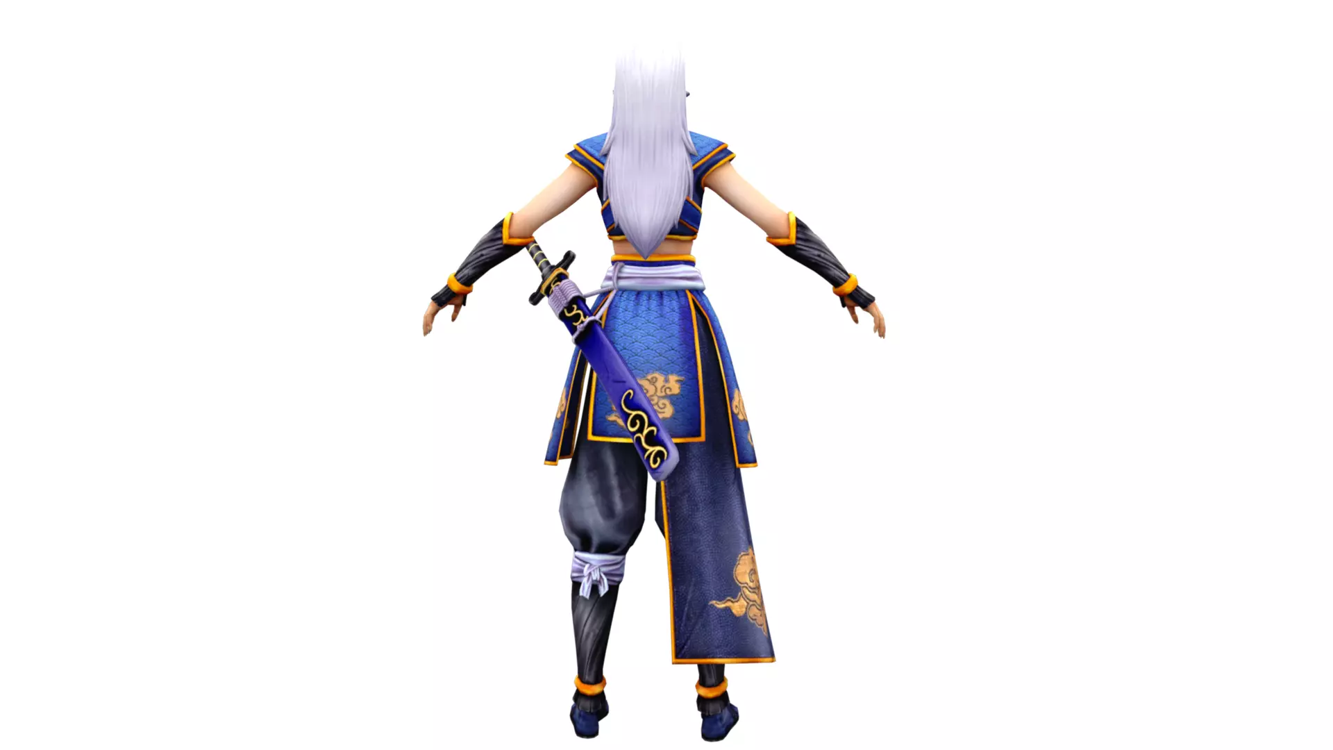 Female Samurai Warrior 3D Model Rigged Game Ready Character Low-poly 3D model_4