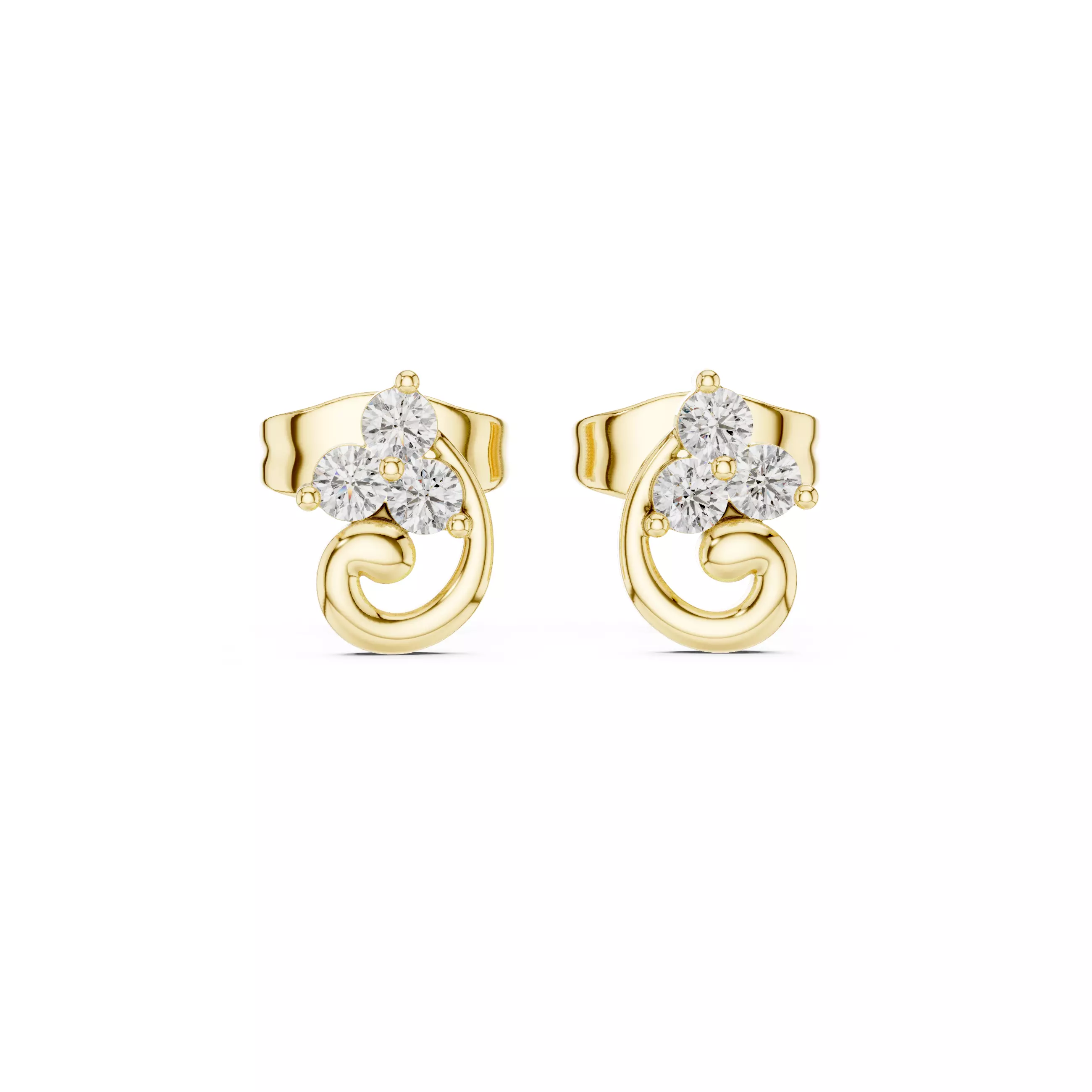 Diamond Studs Earrings 3dm stl renders animation videos details 3D print model_13